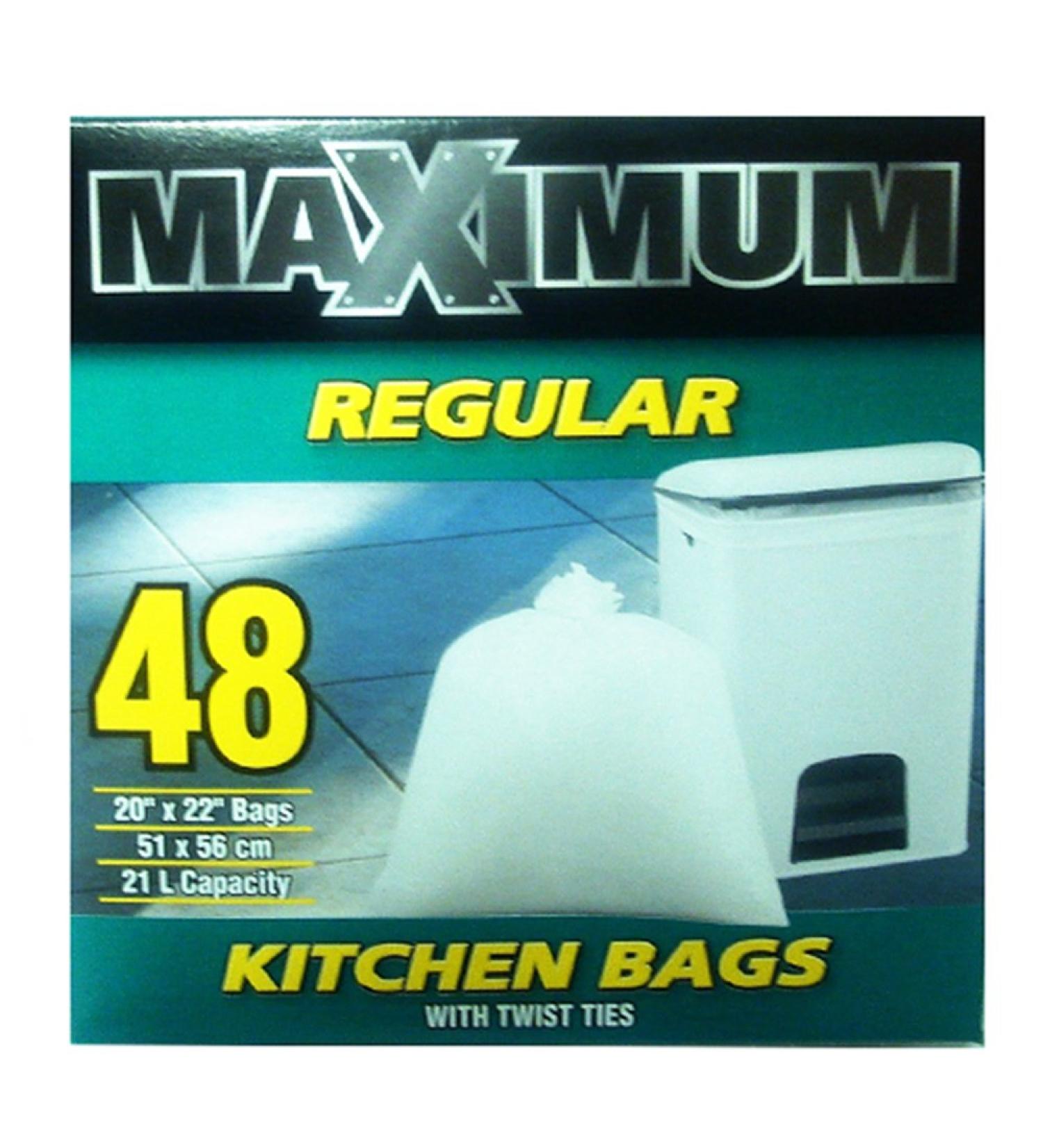 Maximum Regular Kitchen Bags With Twist Ties (48 Bags) 402001