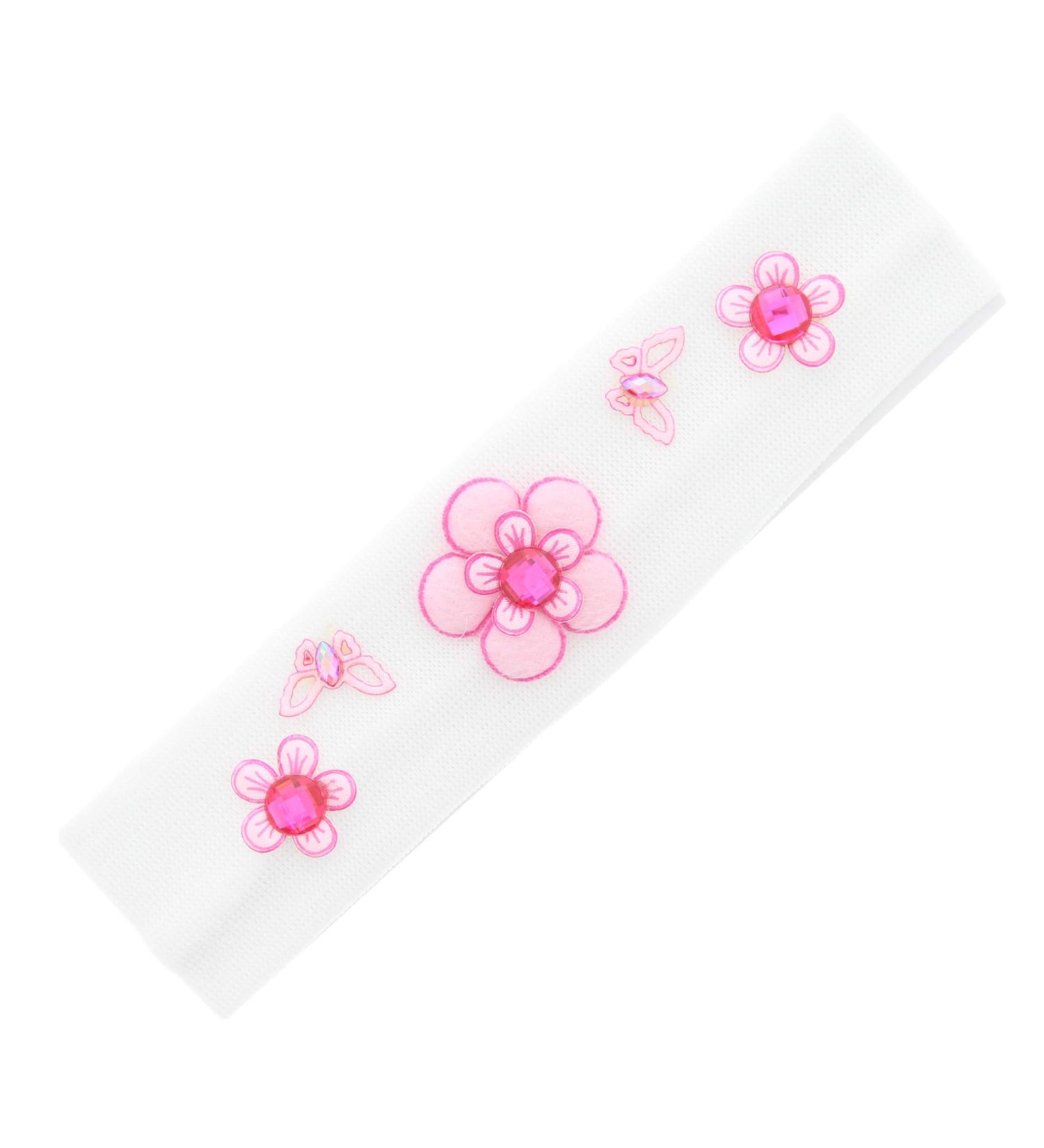 Zac's Alter Ego Baby/Kids White Headband with Pink Butterflies and Gem Stones