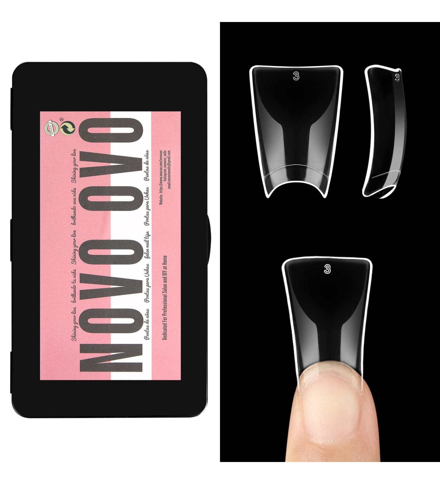 NOVO OVO 550 pcs Crystal Duck Feet Flare Nail Tips | Y2K Vibe Half Cover French False Nail Extension | 11 Sizes in BOX Packaging - Buy Online on GoSupps.com