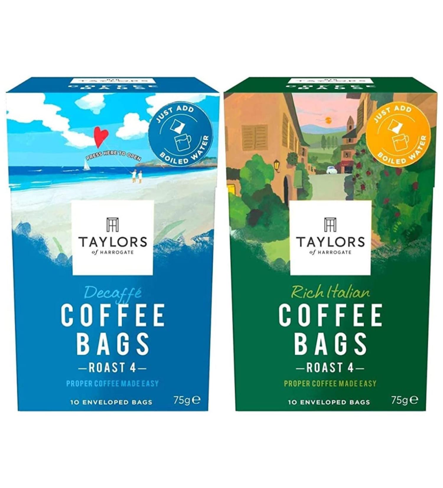 Ground Coffee Bundle With Taylors of Harrogate Roasted Ground Coffee Bags Pack 10's Rich Italian with Decaf (2 Pack) - Buy Online on GoSupps.com