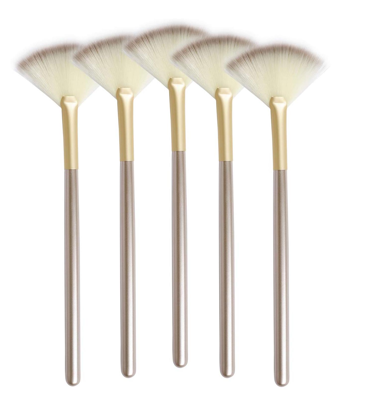 Facial Fan Brush Set - Pack of 5 Black | Multi-Use Makeup & Mask Applicator for Chemical Peel & Glycolic Masques - Buy Online on GoSupps.com