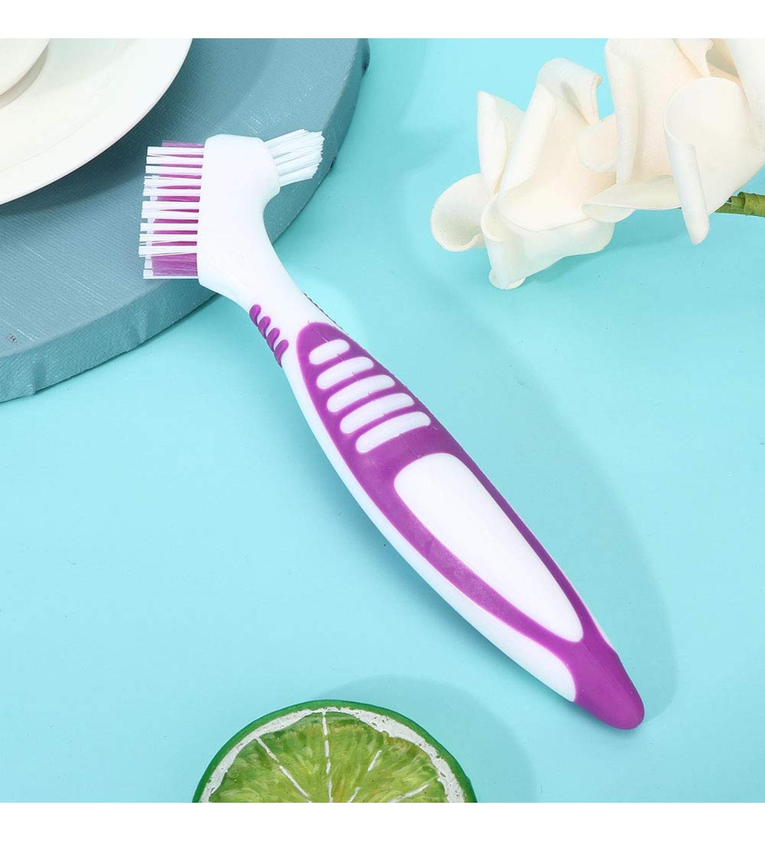 Denture Cleaning Brush - 2 Pack Double-Sided Oral Care Toothbrush | Removes Plaque & Keeps Dentures Fresh - Buy Online on GoSupps.com