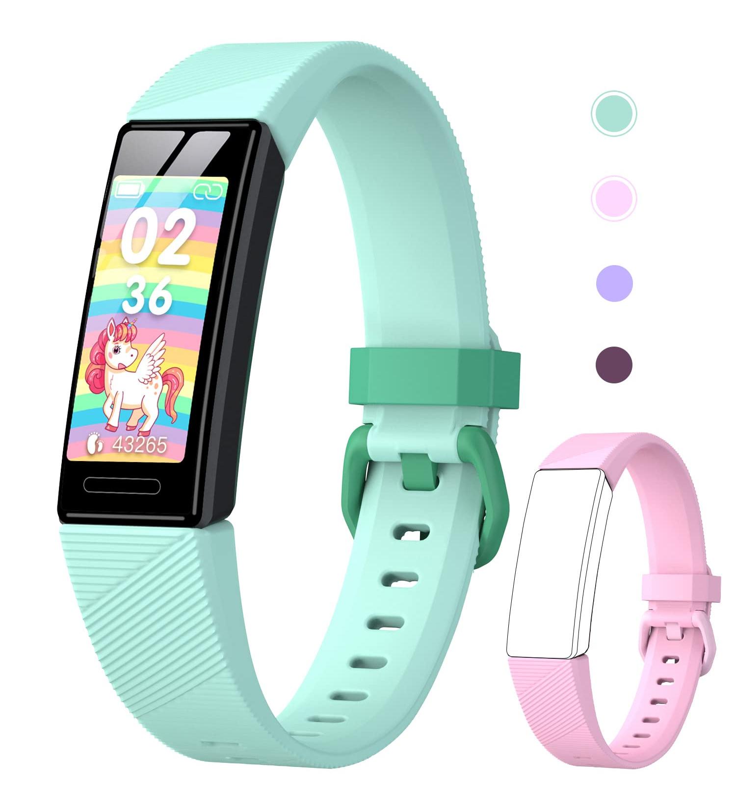 Shop Digehot Fitness Bracelet for Kids | Heart Rate & Sleep Monitor | 11 Sports Modes Activity Tracker - Green & Pink - Buy Online on GoSupps.com
