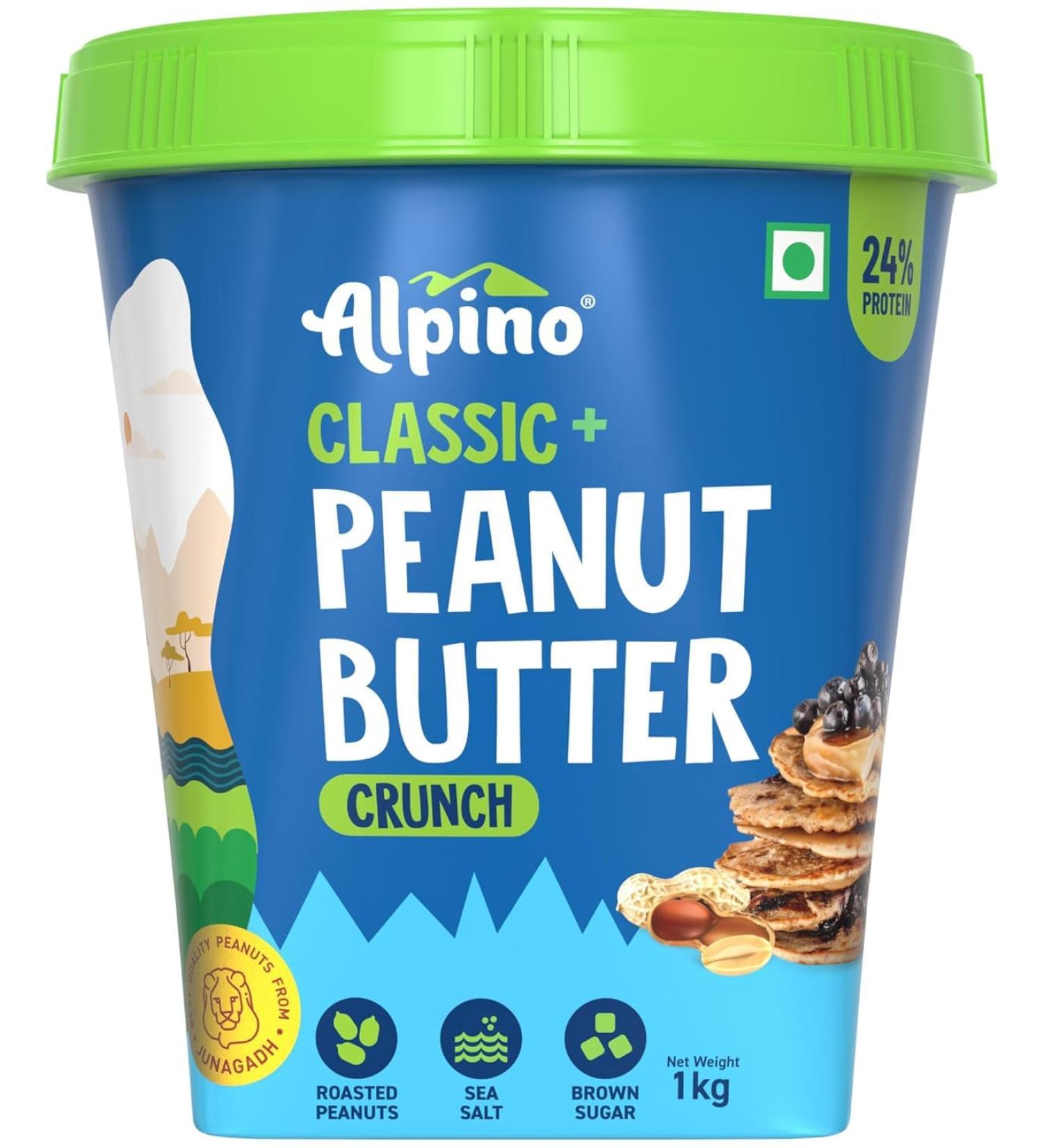 Alpi no Classic Peanut Butter Crunch 1 KG | 90% Roasted Peanuts | High Protein Peanut Butter Crunchy | Gluten-Free | Vegan - Buy Online on GoSupps.com