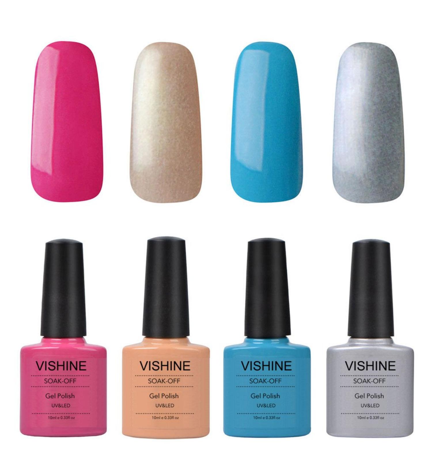 Vishine UV LED Soak Off Gel Nail Polish Manicure 4 Pcs 10ml Shiny Colors Nail Art Kit C108
