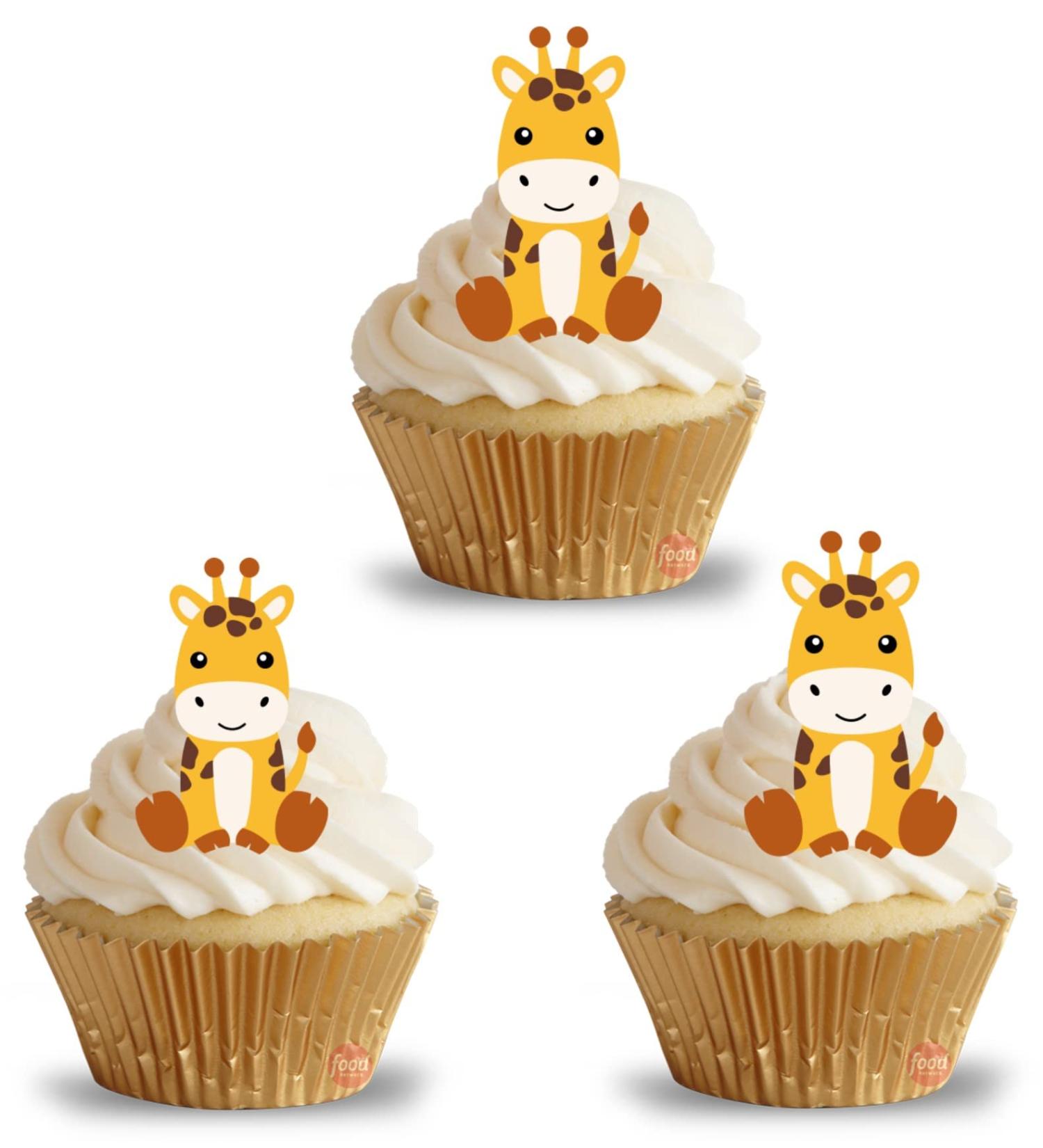 24 edible PRE CUT Giraffe style kids childrens party decorations Wafer Paper Cupcake Fairy Cake Toppers - Buy Online on GoSupps.com