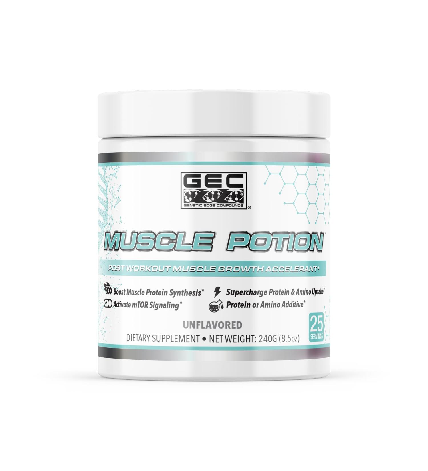 Genetic Edge Compounds GEC Muscle Potion Creatine Monohydrate Powder (5000mg) with L-Leucine (2500mg) & Velositol (2000mg) Post Workout Muscle Growth Supplement Unflavored 30 Servings - Buy Online on GoSupps.com