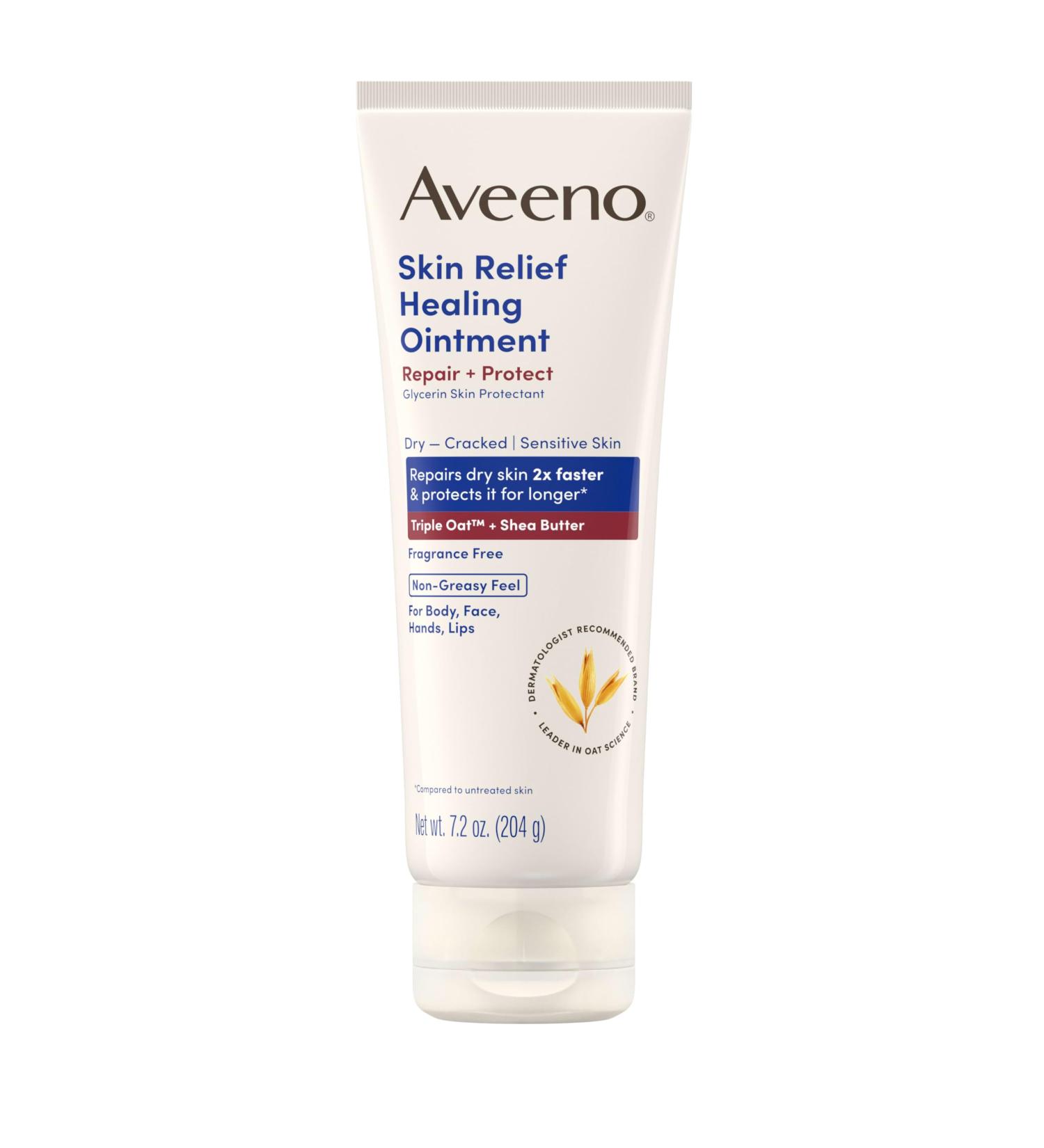 Aveeno Skin Relief Healing Ointment 72-Hour Skin Protectant with Triple Oat & Shea Butter for Extra Dry Cracked & Sensitive Skin Fragrance-Free & Multi-Use for Lips 7.2 oz - Buy Online on GoSupps.com