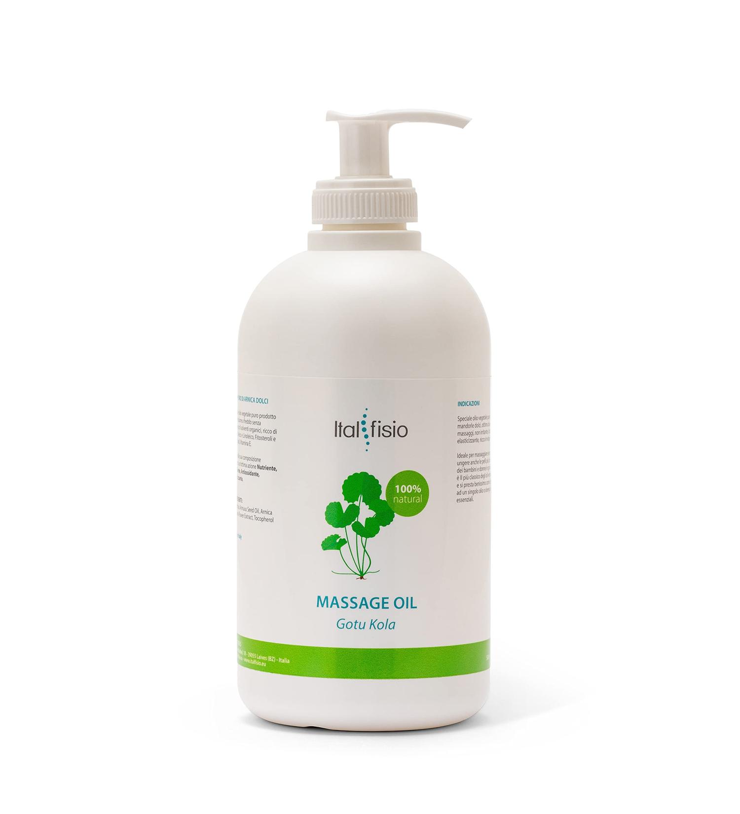Italfisio - Huile pure de Gotu Kola pour le massage sportif professionnel et la physioth rapie | 500ml - pour les massages du visage et du corps Aromath rapie