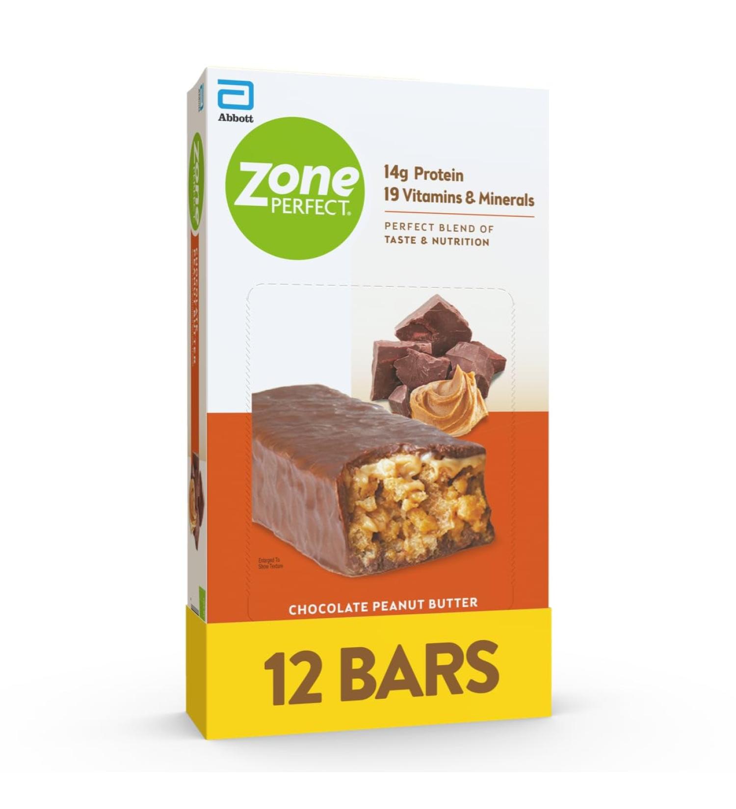 ZonePerfect Protein Bars - Chocolate Peanut Butter | 14g Protein Vitamins & Minerals | 12 Bars - Delicious & Nutritious Snacking - Buy Online on GoSupps.com