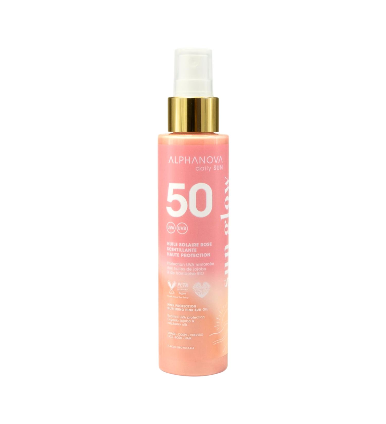  Alphanova ALPHANOVA DAILY SUN - SPF50 Shimmering Pink Sun Oil - SUN GLOW - natural - eco-friendly - 125ml - Buy Online on GoSupps.com