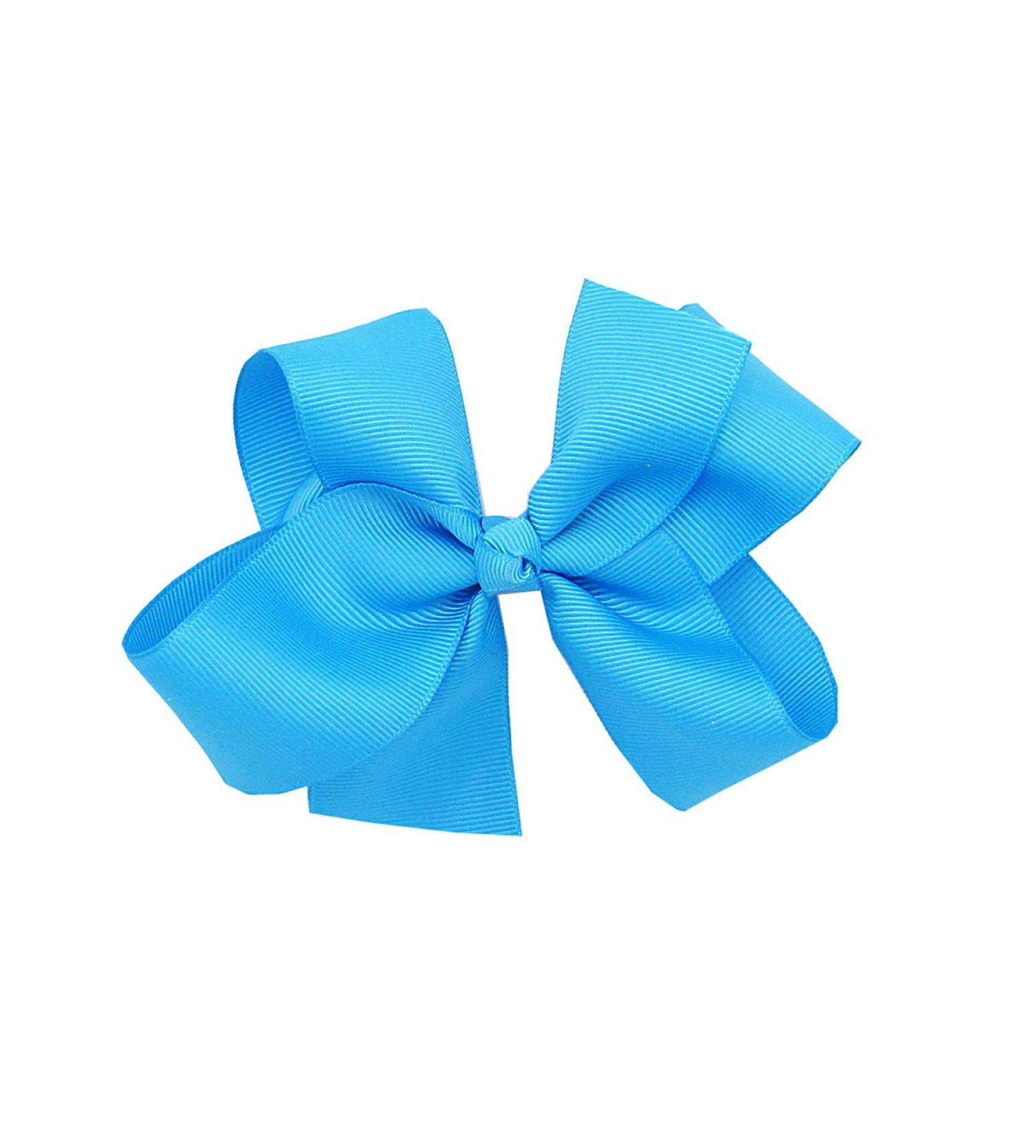 PrettyBoutique 5 Inches Girls Large Grosgrain Hair Bow Alligator Clip (Blue)