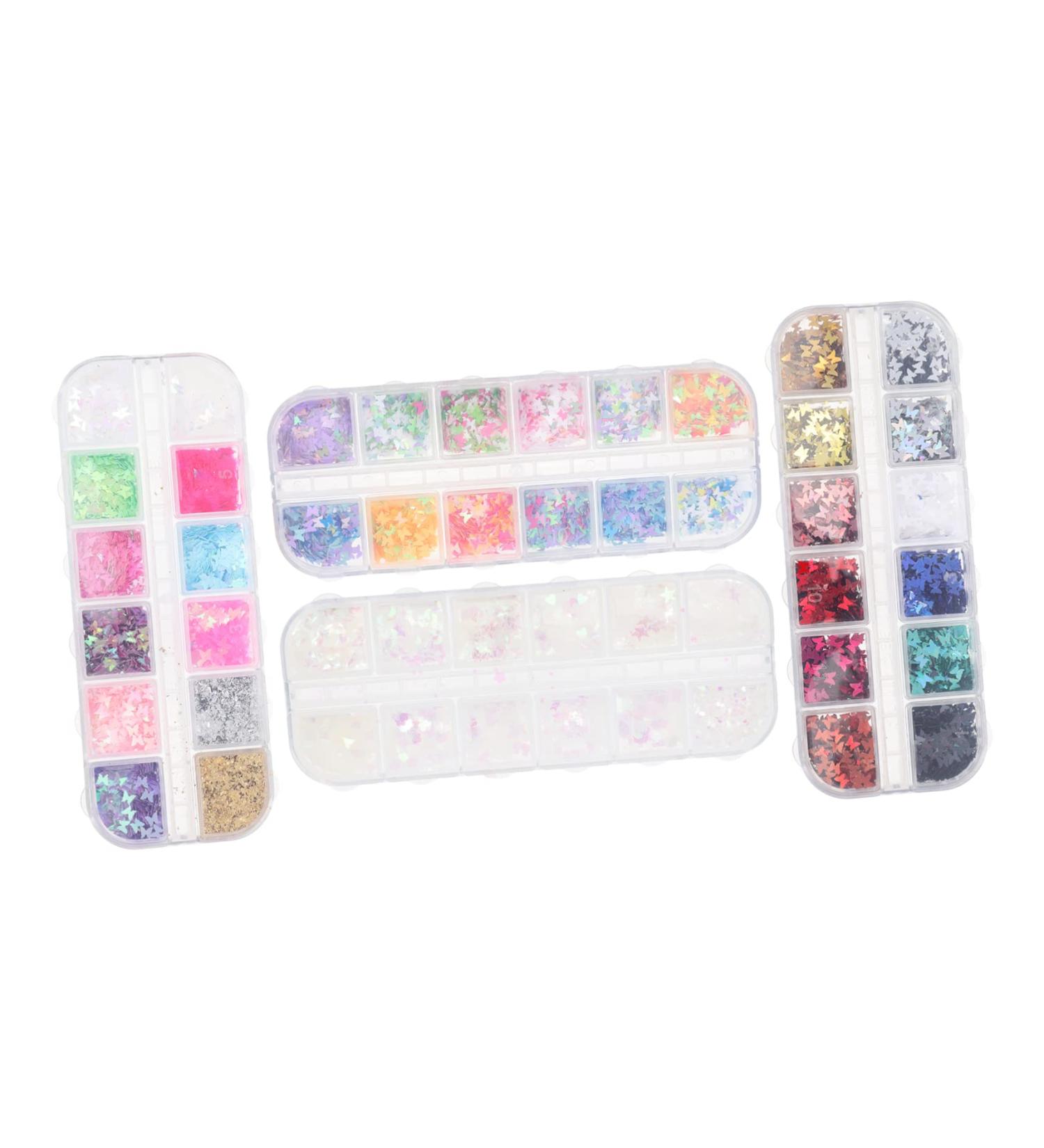 Beavorty 4 Boxes Nail Art Sequins Accessories Chunky Nail Art Glitter Nail Art Charms Nail Charms Glitter Slices Glitter Nail gems Butterflies Nail Stickers Patch Plastic 3D Manicure - Buy Online on GoSupps.com