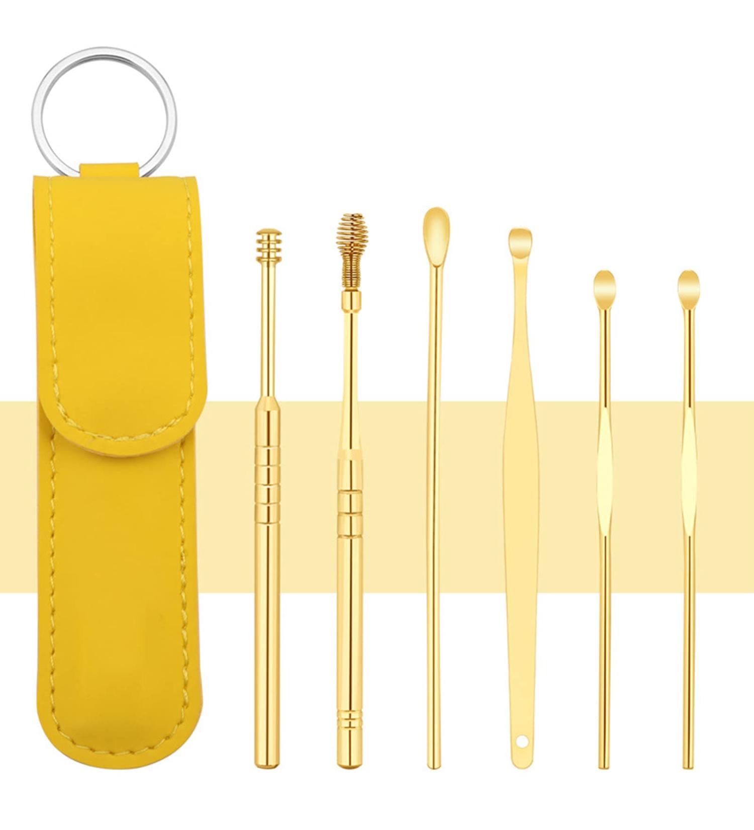 6 Pcs Innovative Spring Ear Wax Cleaner Tool Set Ear Curette Cleaner Ear Wax Removal 6-in-1 Ear Pick Tools Reusable Ear Cleaner Ear Curette Ear Remover Tool (Yellow) - Buy Online on GoSupps.com
