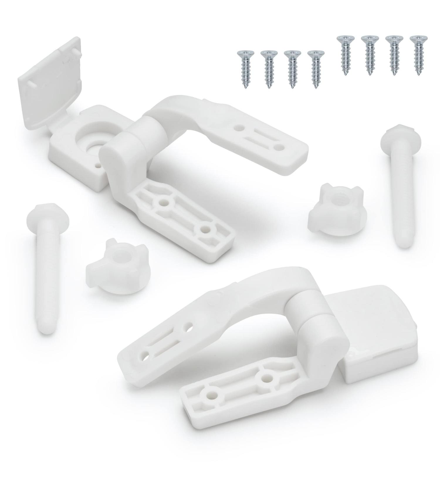 White Plastic Toilet Seat Hinge Replacement with Bolts Screw and Nuts - Buy Online on GoSupps.com