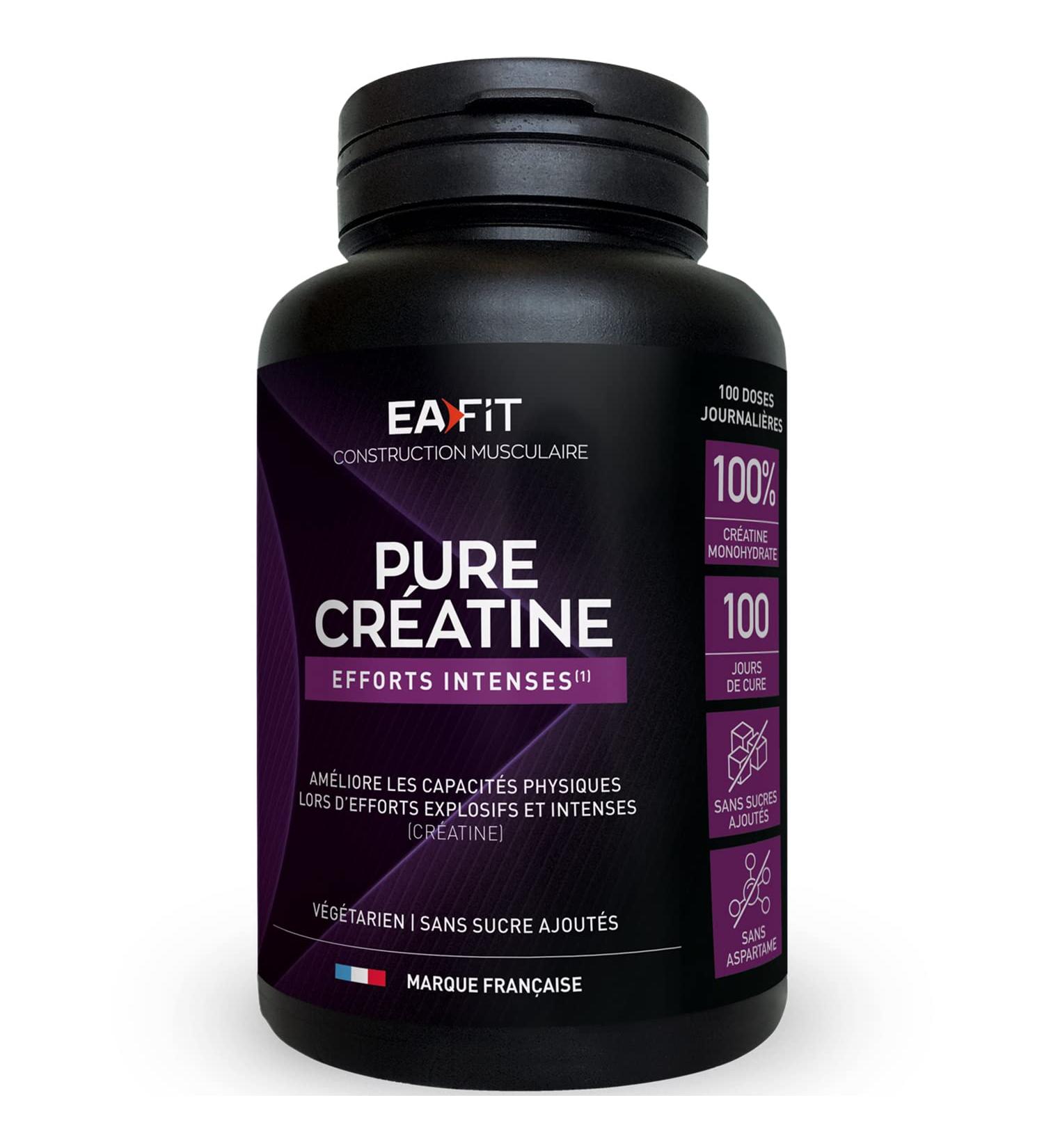 EAFIT - Pure Creatine - Improves Physical Abilities - 3g Creatine Monohydrate by Shaker - Intense Efforts Muscle Gain - Anti-Doping Sugar & Aspartame Free - 300g Powder - Buy Online on GoSupps.com