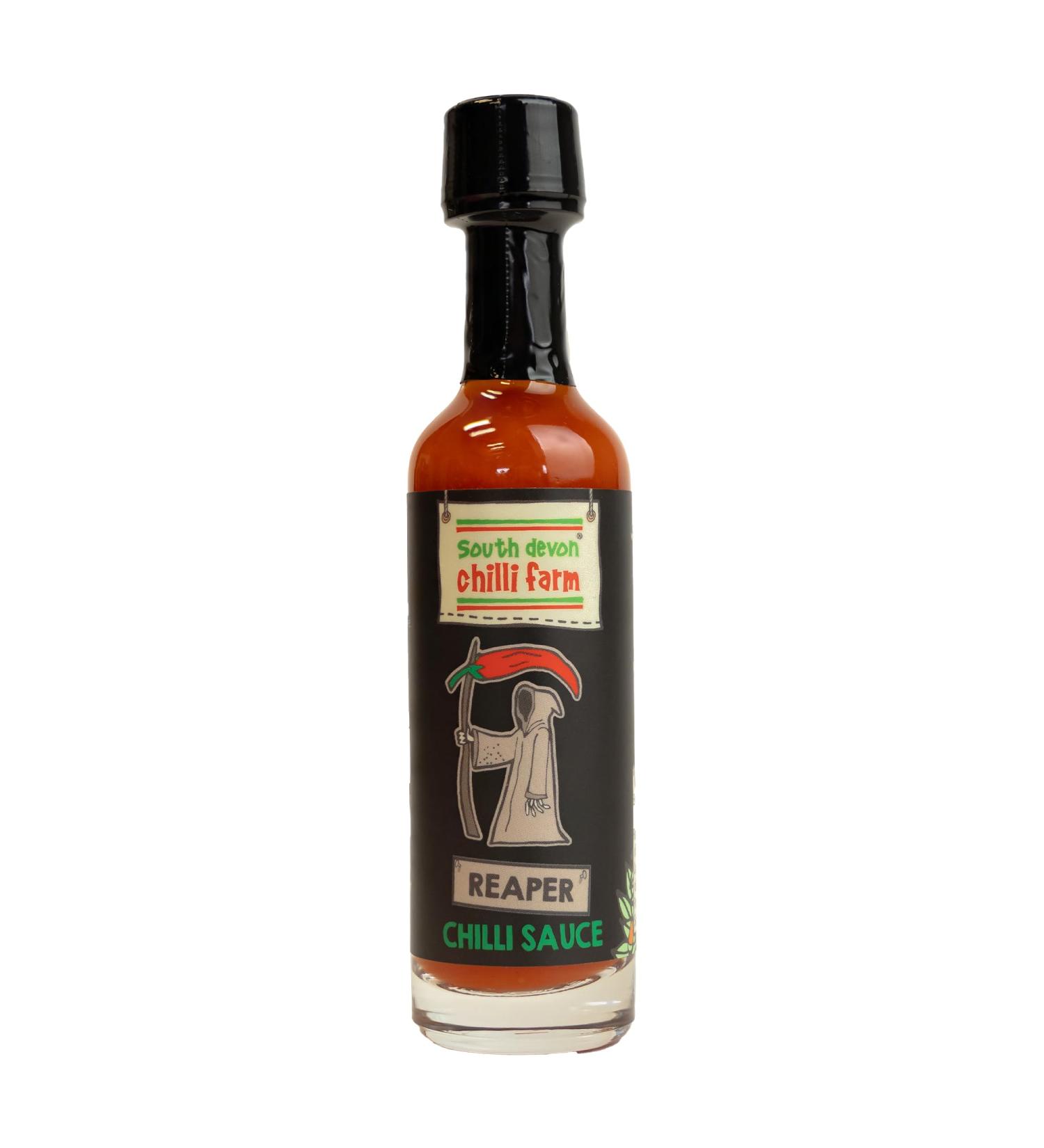 South Devon Chilli Farm Reaper Chilli Sauce | Carolina Reaper Heat Level 12/10 | 50ml Pocket Size Bottle - Buy Online on GoSupps.com