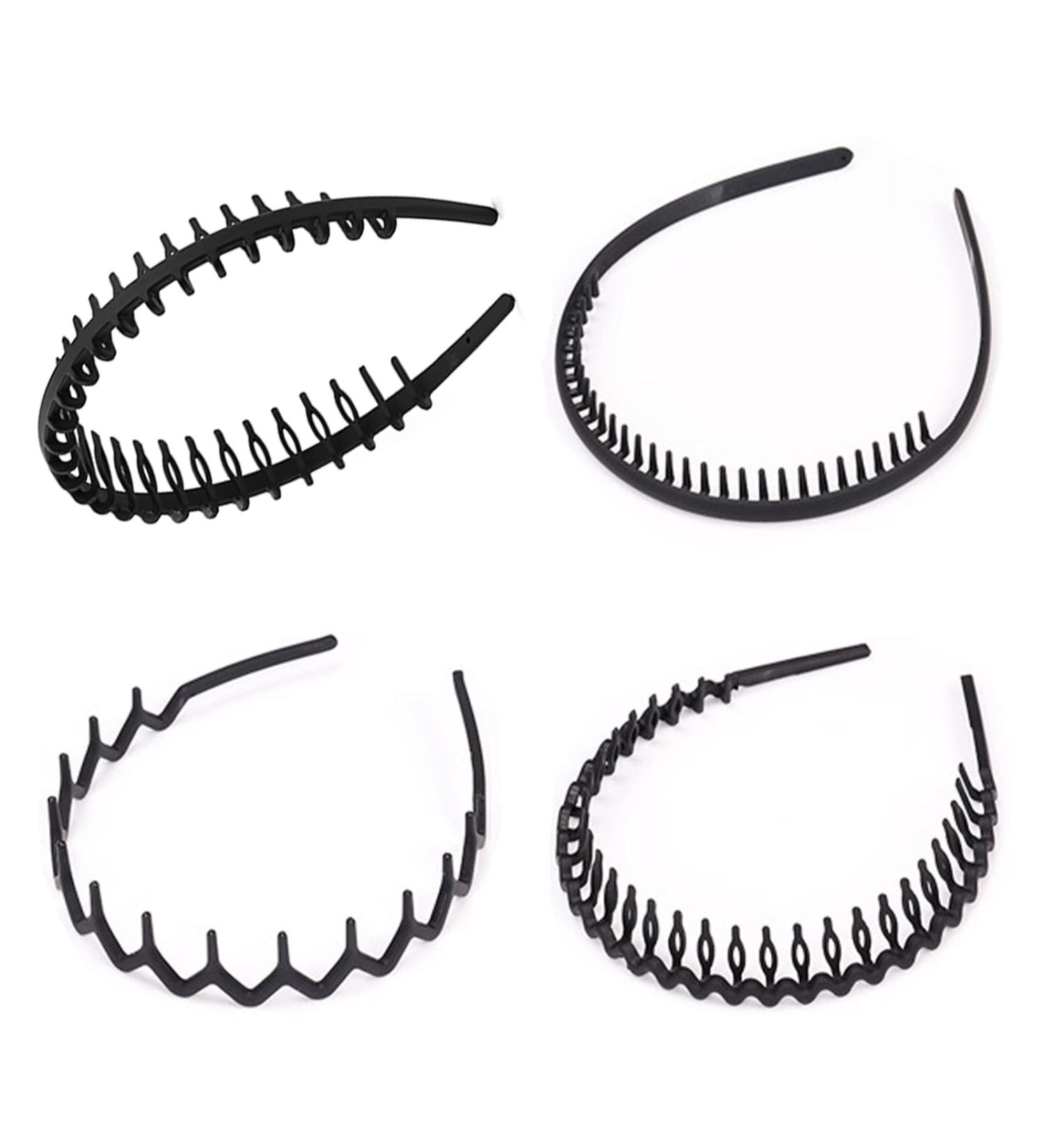 Roxnvm Elastic Hair Bands for Men - 4 Pack Zigzag Sports & Yoga Accessories Matt Black Hair Ties with Long Teeth - Buy Online on GoSupps.com