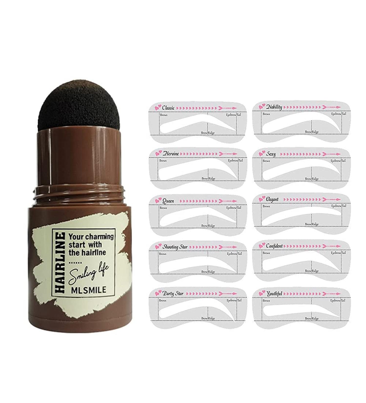 Eye Brow Stamp Kit - Waterproof Long-Lasting Eyebrow Powder & Stencil Set with 10 Designs - Perfect Makeup Definition - Buy Online on GoSupps.com