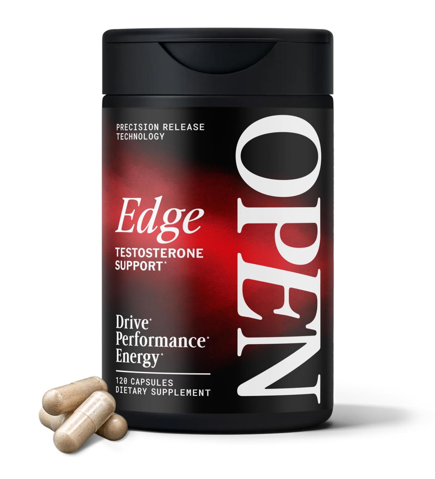 OPEN Essentials Edge 11-in 1 Testosterone Booster for Men Over 30 - Drive, Energy, Performance - Tongkat Ali, Fenugreek, KSM-66 Ashwagandha - 120 Precision Release Capsules - Buy Online on GoSupps.com