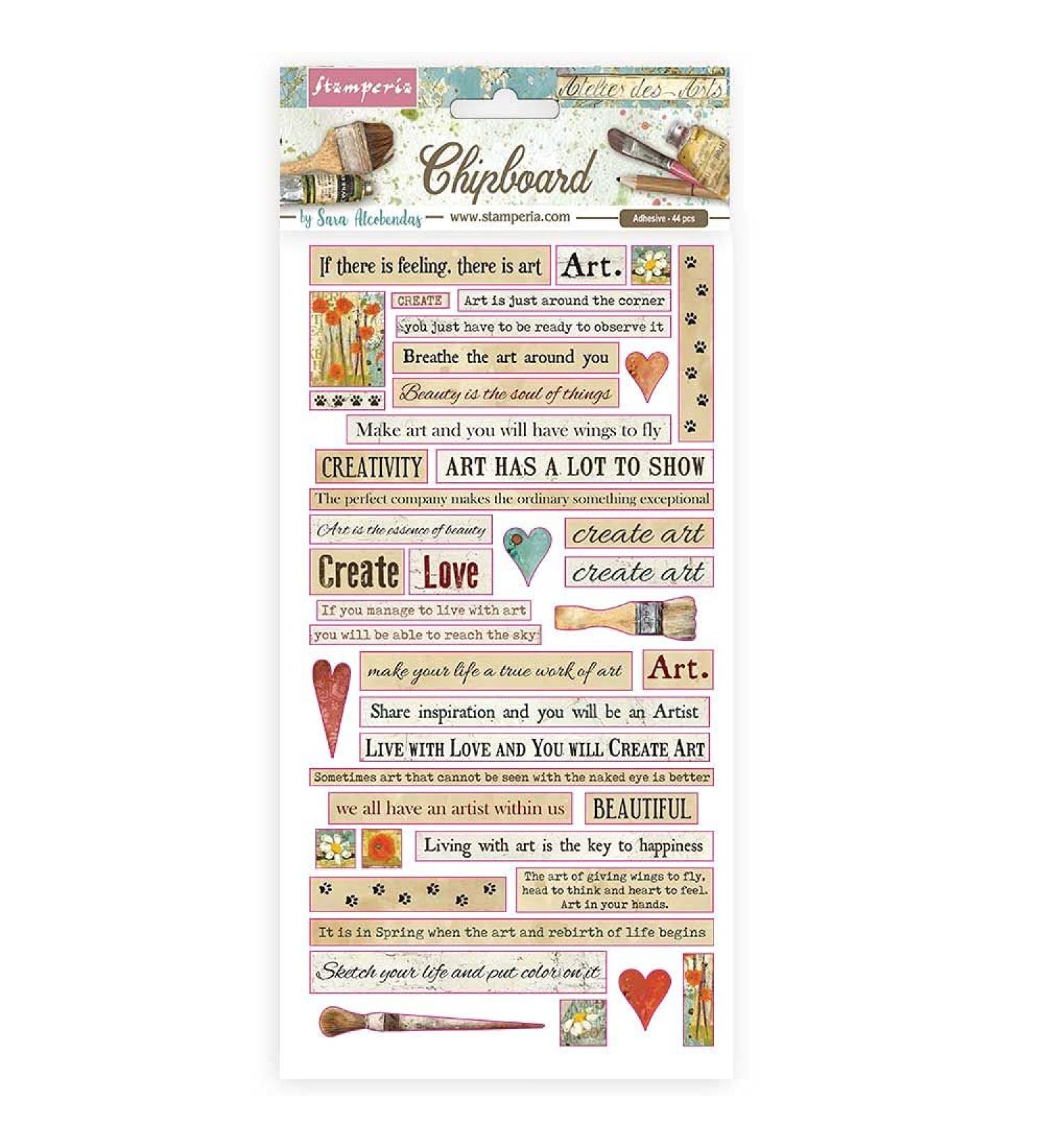 Stamperia Chipboard cm 15x30 - Atelier Quotes, DFLCB24