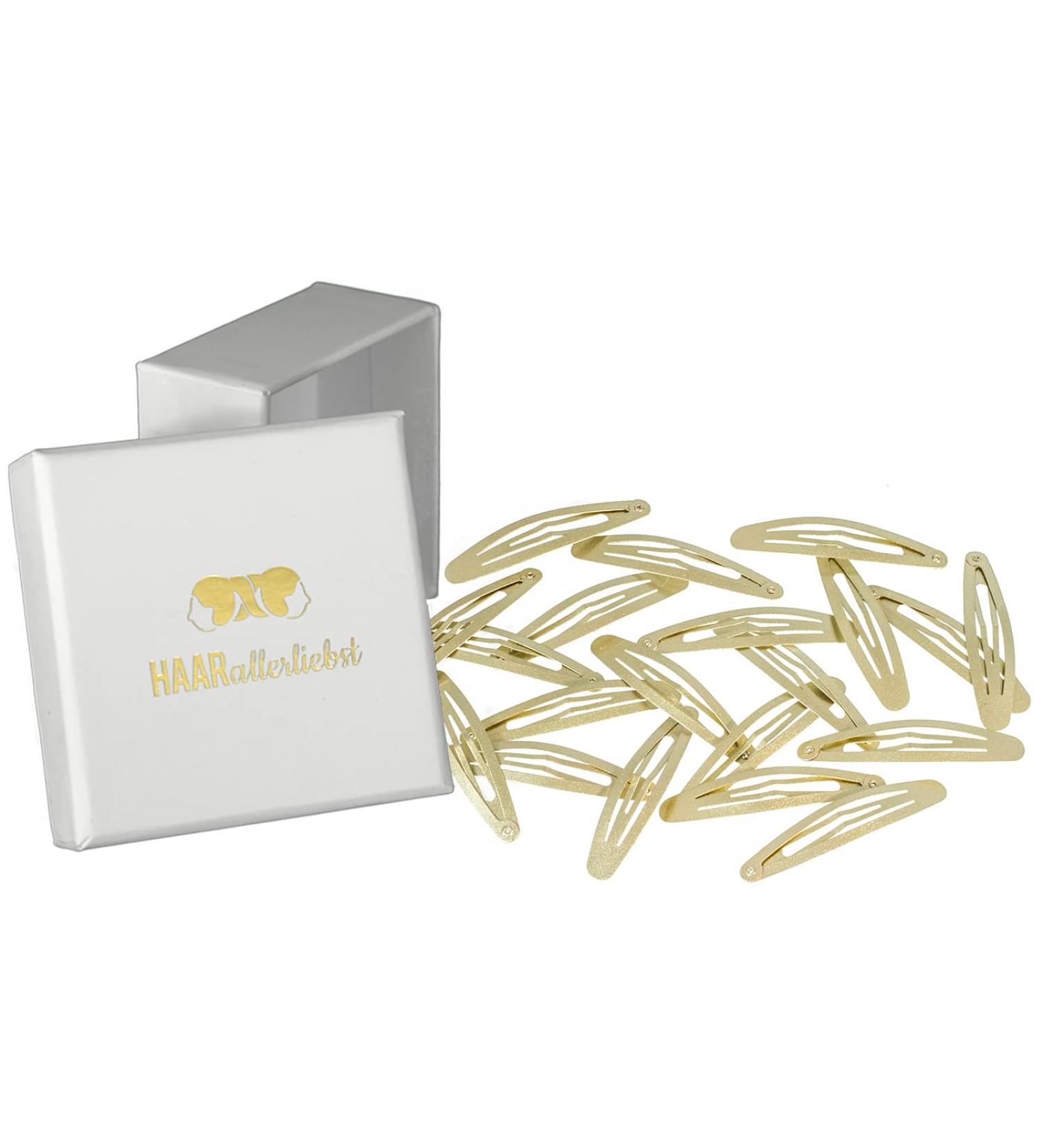 HAARallerliebst Large Shimmering Gold Hair Clips (20 Pieces 6 cm) with White Storage Box - International Shipping - Buy Online on GoSupps.com