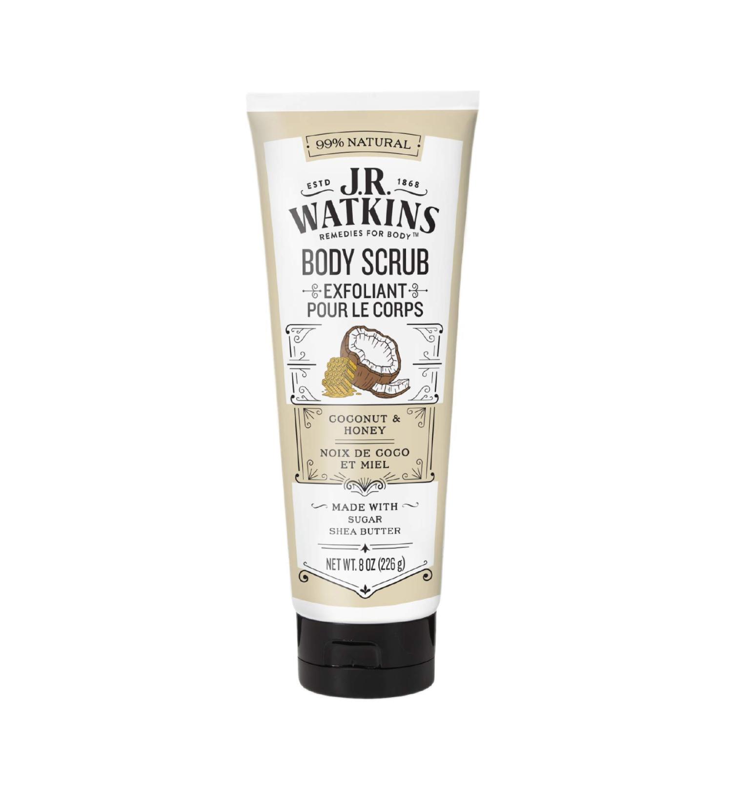 J.R. Watkins Naturals Sugar & Shea Body Scrub - Coconut Milk & Honey | 8 Oz - Nourishing Exfoliant for All Skin Types - International Shipping Available - Buy Online on GoSupps.com