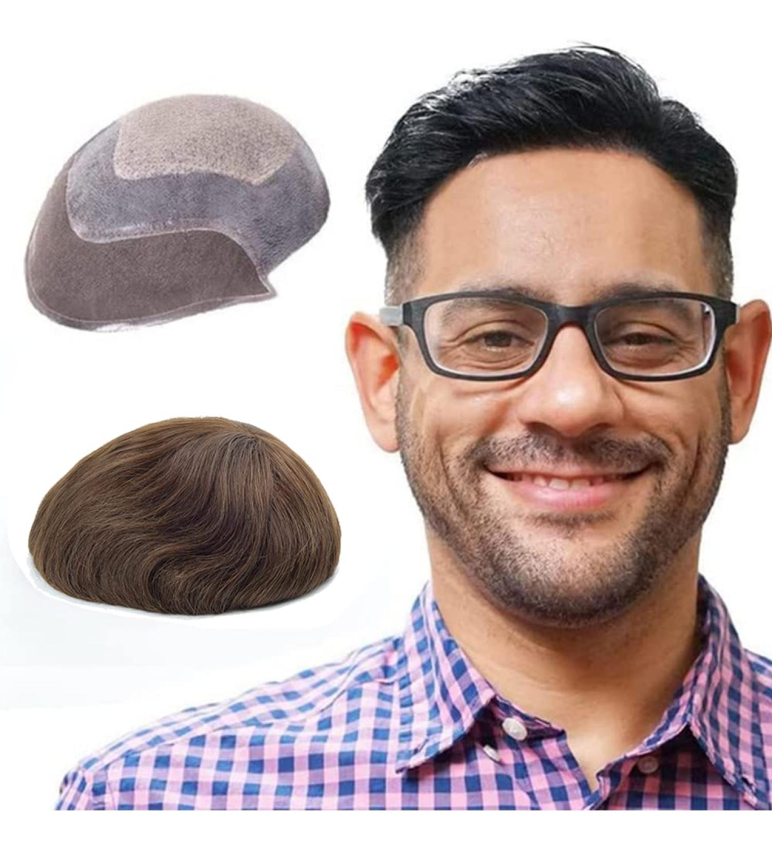 Shop Lordhair Knotless Toupet for Men - Skin Injected Human Hair System 8x10 Inch Medium Dark Brown (4#) - International Shipping Available - Buy Online on GoSupps.com