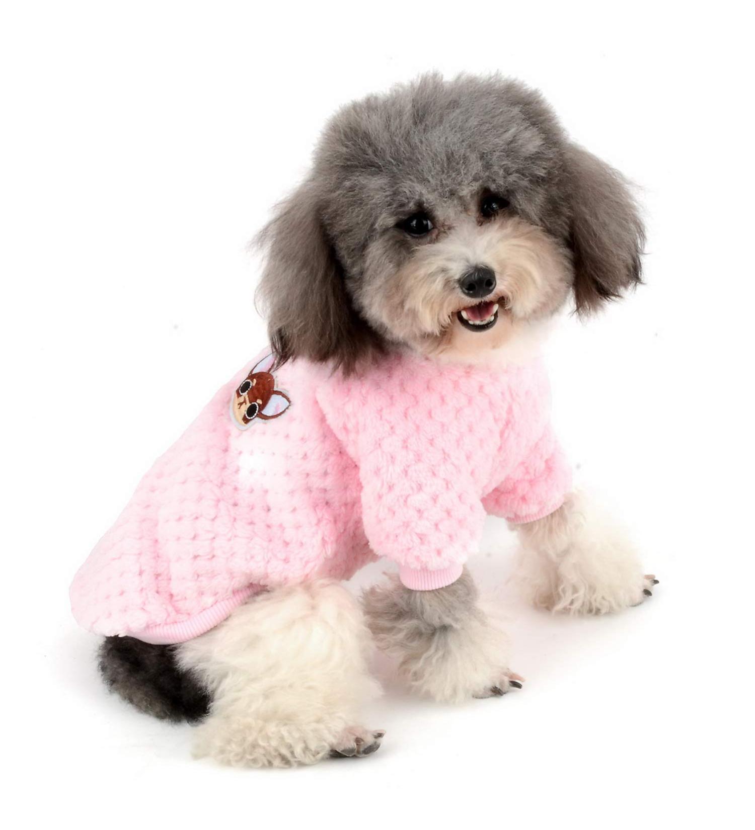 Zweitea Pink Fleece Dog Sweater for Small Dogs - Warm Soft Winter Jacket for Puppies & Cats - XL Size - Buy Online on GoSupps.com