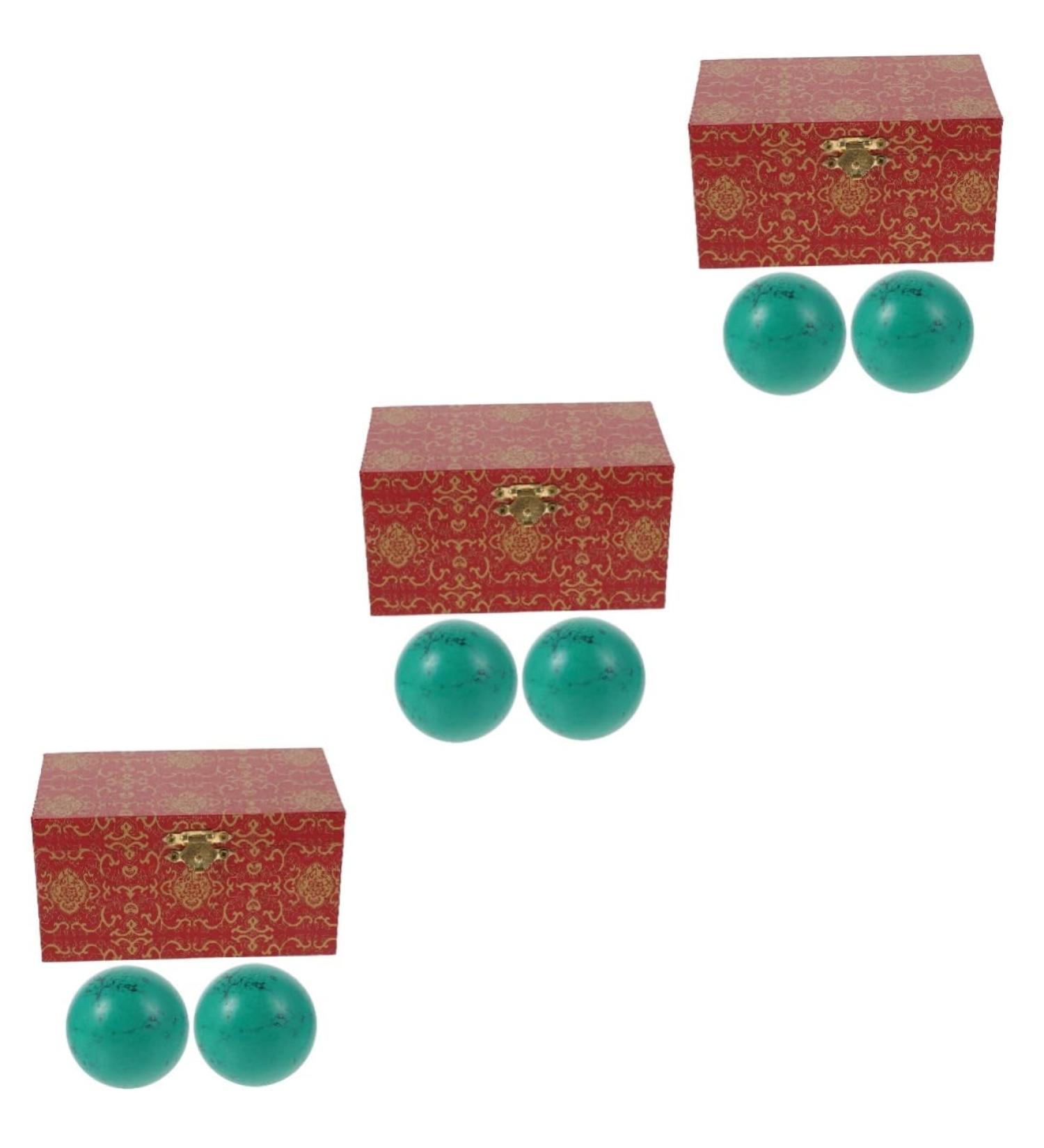 Beavorty 6 STK Turquoise Health Handball Set - Wooden Massage Balls for Finger Exercise & Fitness Decor - Buy Online on GoSupps.com