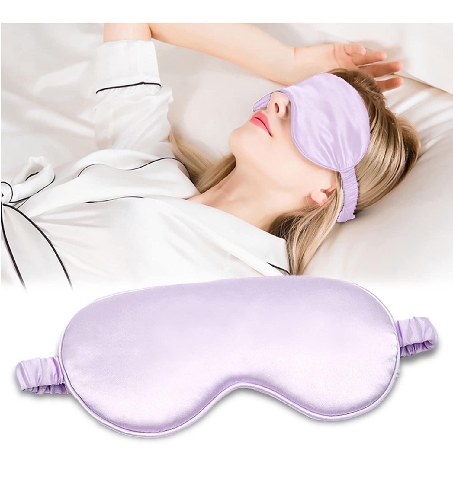 Silk Sleep Mask for Men and Women - Adjustable Eye Shade for Comfortable Sleep and Travel - Light Purple - Buy Online on GoSupps.com
