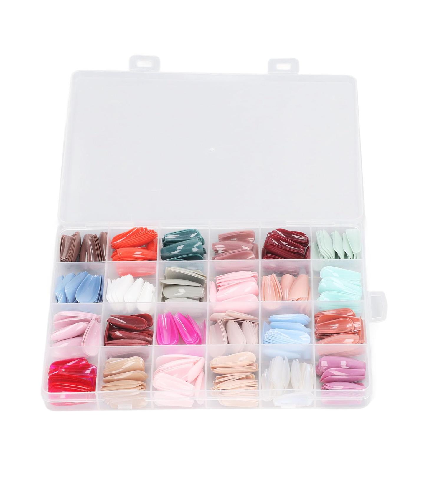 Coffin False Nails Coffin Shaped Press On Fake Nails 576 Pieces Full Coverage Shiny Mixed Colors Various Sizes Ballerina - Buy Online on GoSupps.com