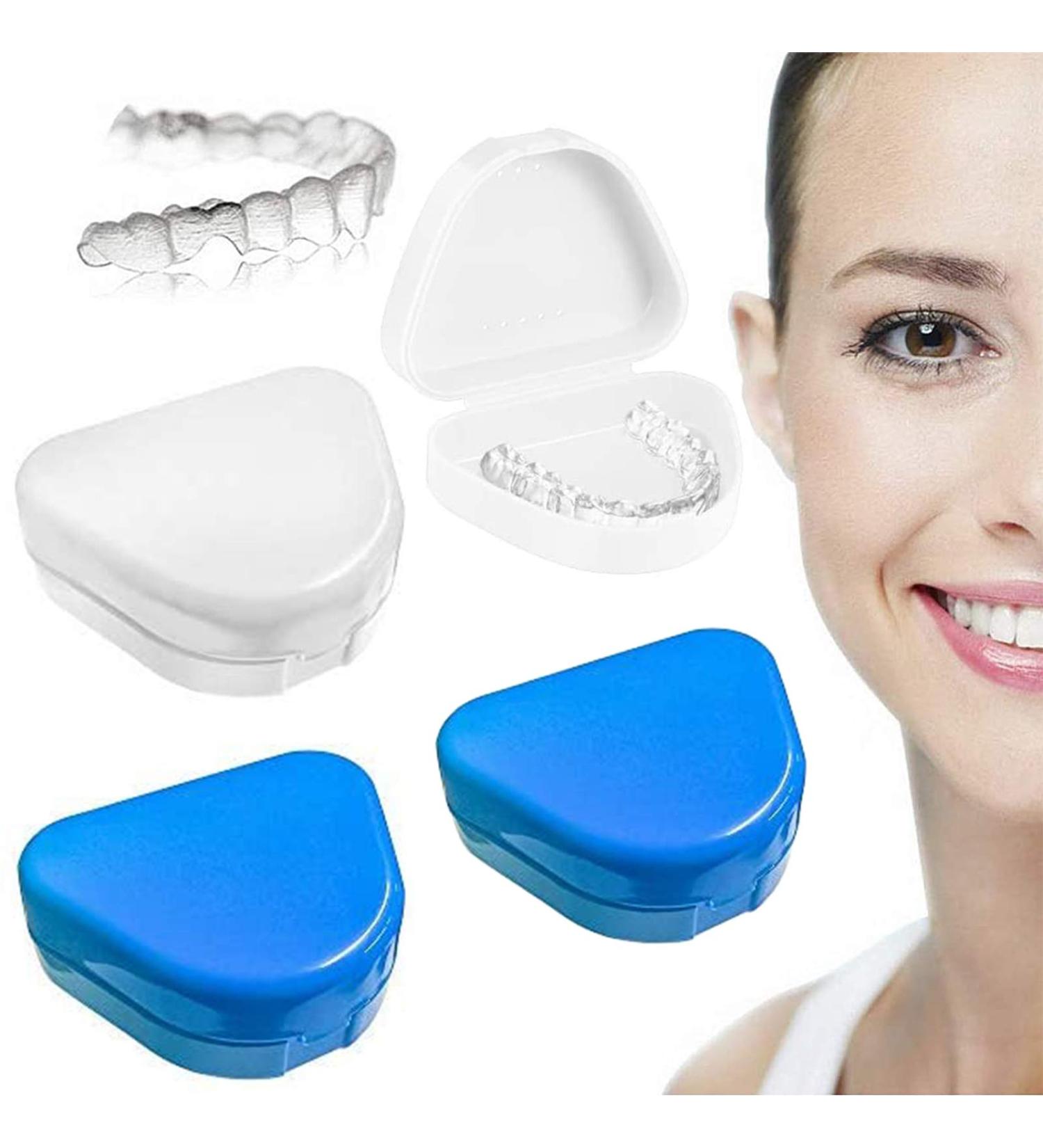 Prosthesis & Denture Box - Secure Container for False Teeth | Durable Dental Cup in White & Blue - Buy Online on GoSupps.com