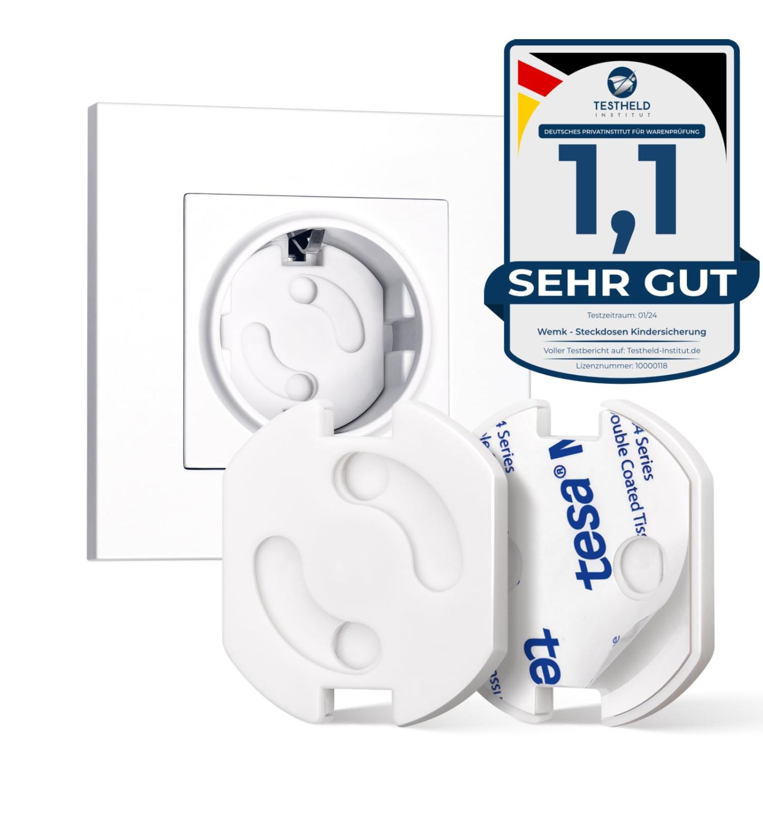 WEMK Child Safety Sockets - 20-Piece Set with Rotary Mechanism & Adhesive TESA Tape - Baby & Toddler Socket Fuse Protection - Buy Online on GoSupps.com