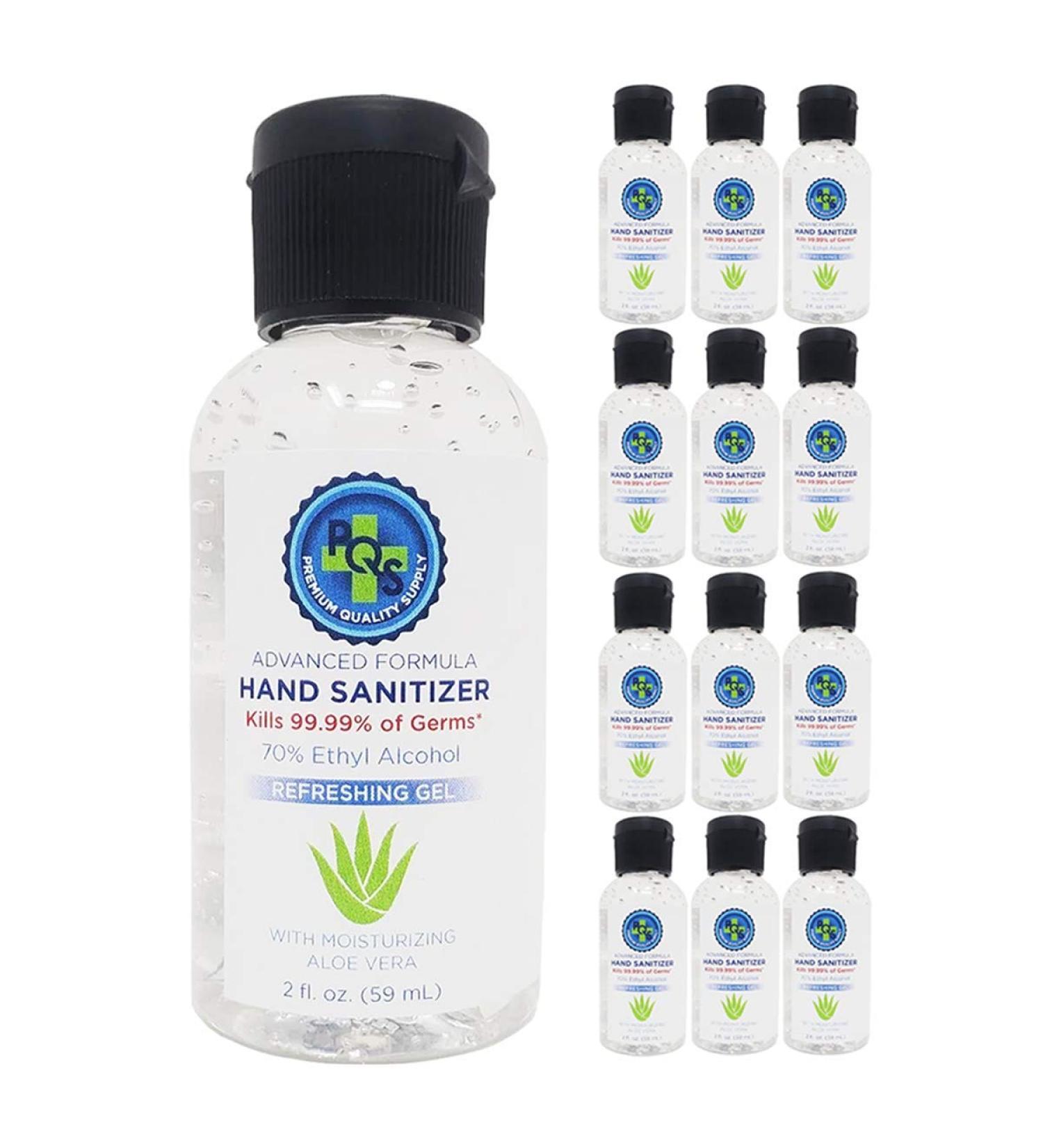 Hand Sanitizer Gel 2 OZ 59 mL - 70% Alcohol with Aloe & Lemon Scent (12 Bottles) - Buy Online on GoSupps.com