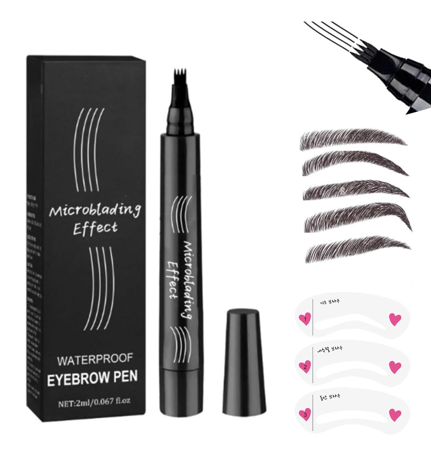 2024 Upgraded Natural Brows Eyebrow Pen 3D Waterproof Microblading Eyebrow Pencil Magic Contouring Pen Long-Lasting 4 Tipped Precise Brow Pen for Natural Makeup (Black) - Buy Online on GoSupps.com