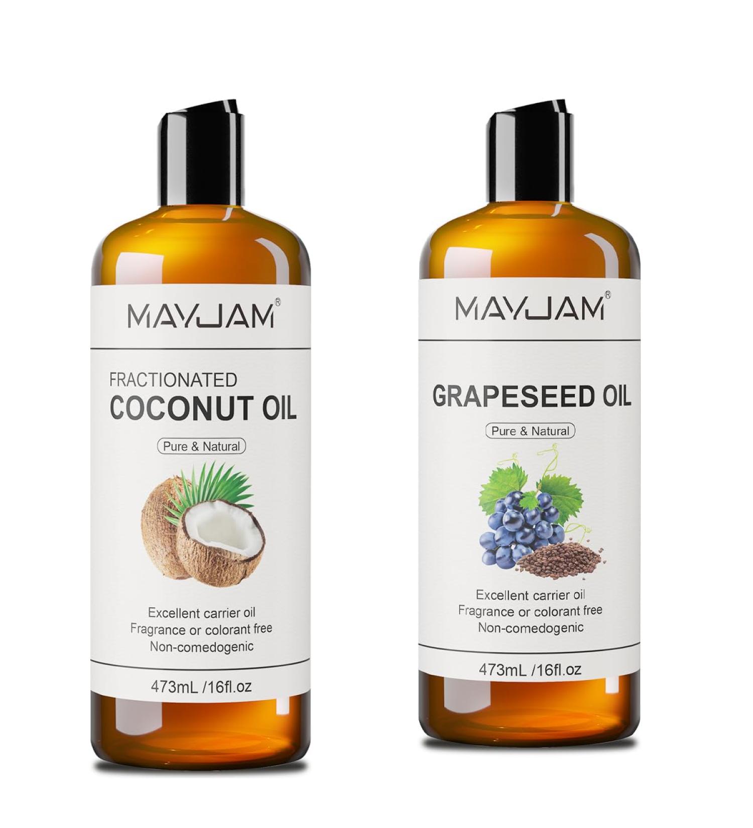 MAYJAM Organic Coconut Oil Liquid and Organic Natural Moisturizer Grapeseed Carrier Oil for Essential Oils Facial Oil 16 fl oz - Buy Online on GoSupps.com