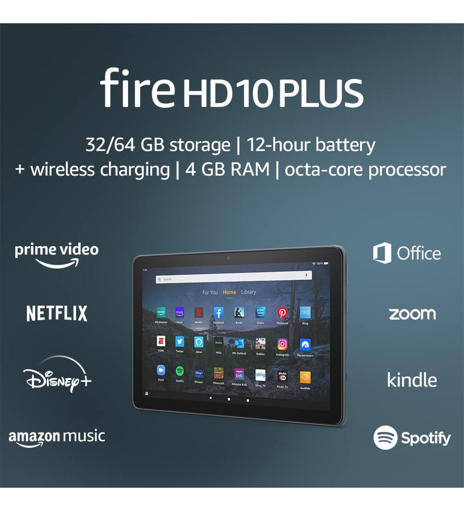 Amazon Fire HD 10 Plus Tablet 10.1 1080p Full HD 32GB (2021 Release) - Slate | Ad-Supported Lockscreen | Latest Model - Buy Online on GoSupps.com