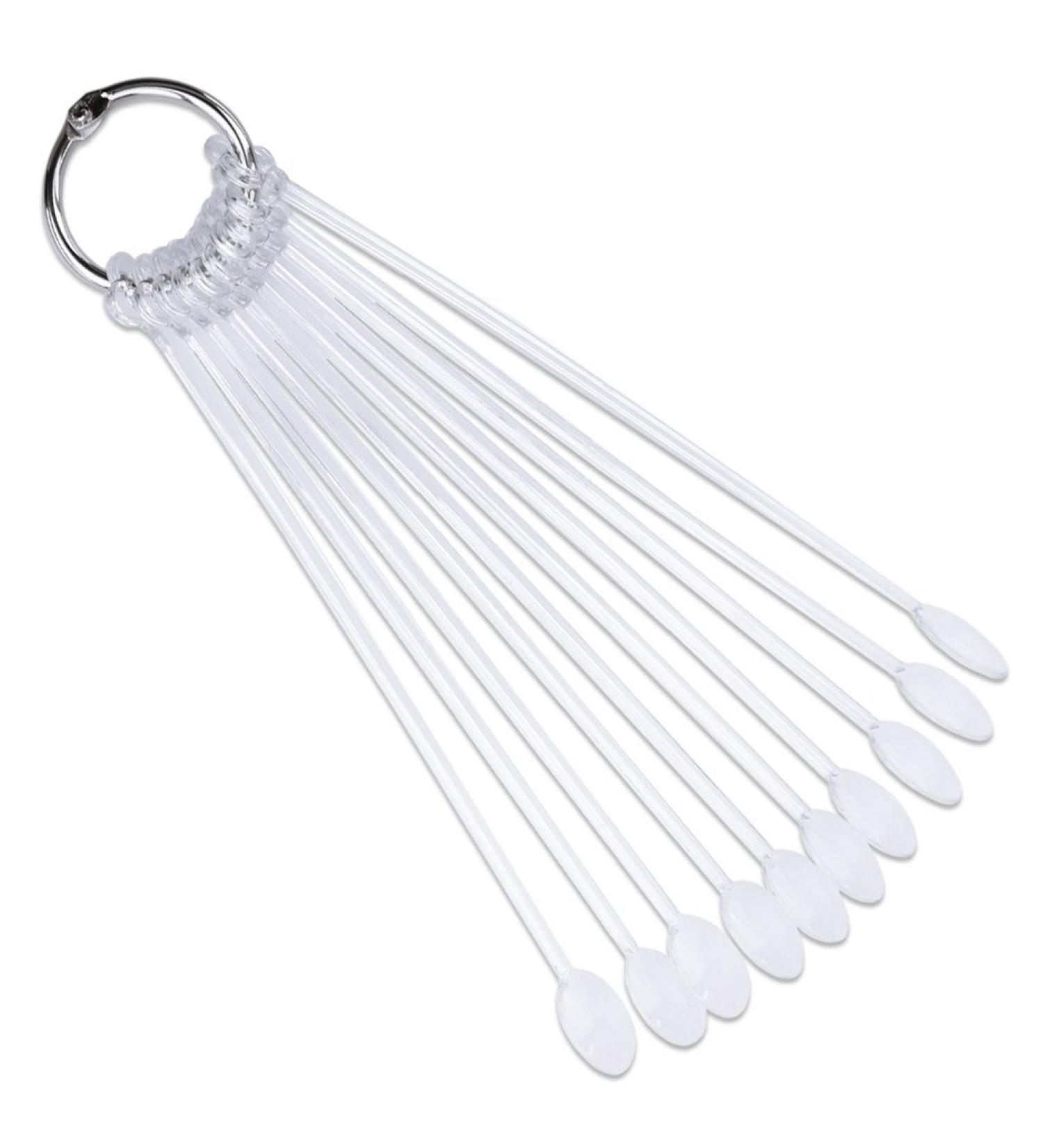 Beauticom 100 Piece Clear Plastic Spoon Shaped False Nail Tip Sticks Chart Fan with Metal Ring Holder - Nail Polish Swatch & Practice Nail Art Display Tool - Buy Online on GoSupps.com