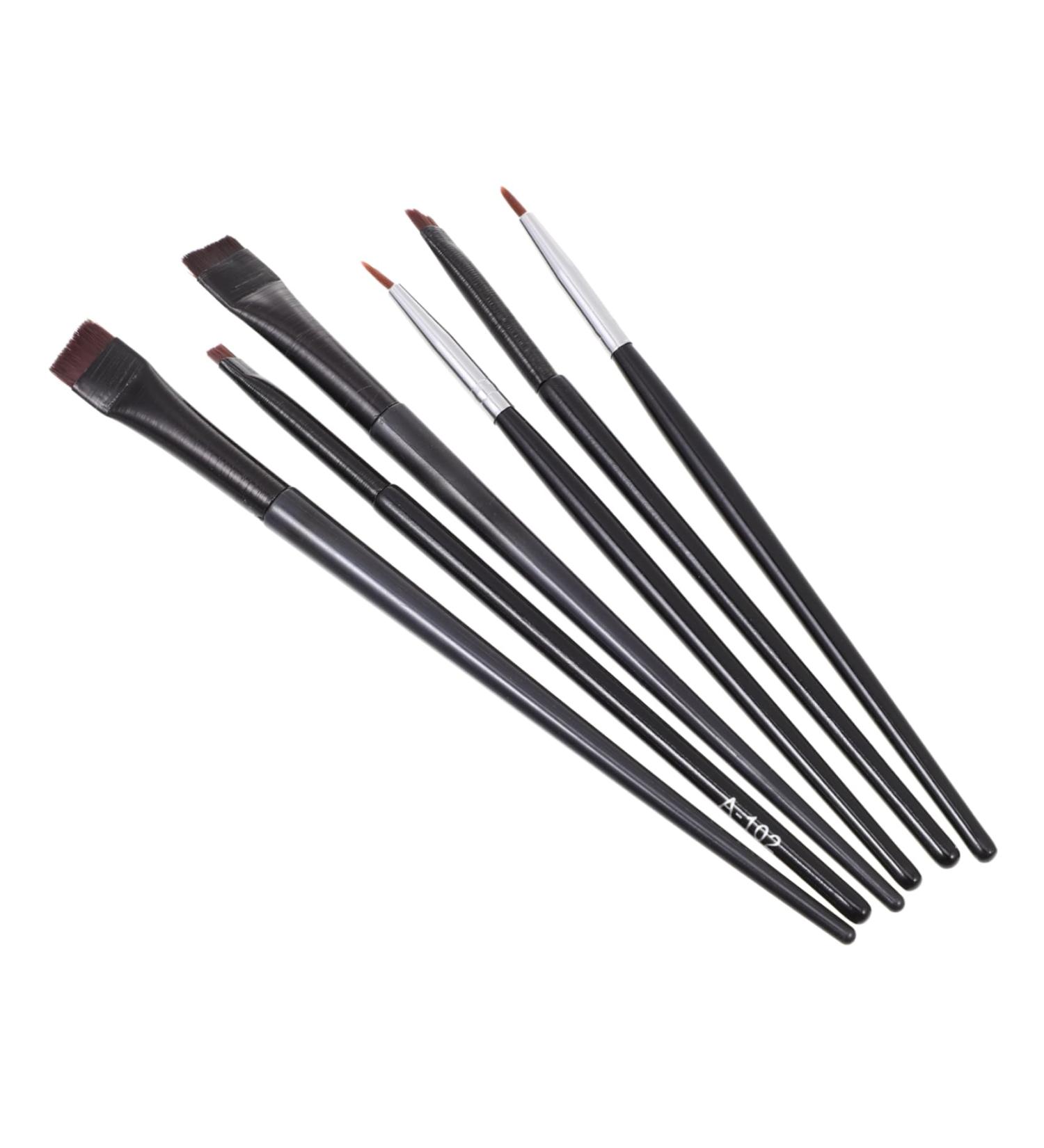 PLAFOPE 6pcs Eyeliner Makeup Brush Travel Makeup Brushes Face Powder Brushes Rayon Wooden Handle Black - Buy Online on GoSupps.com