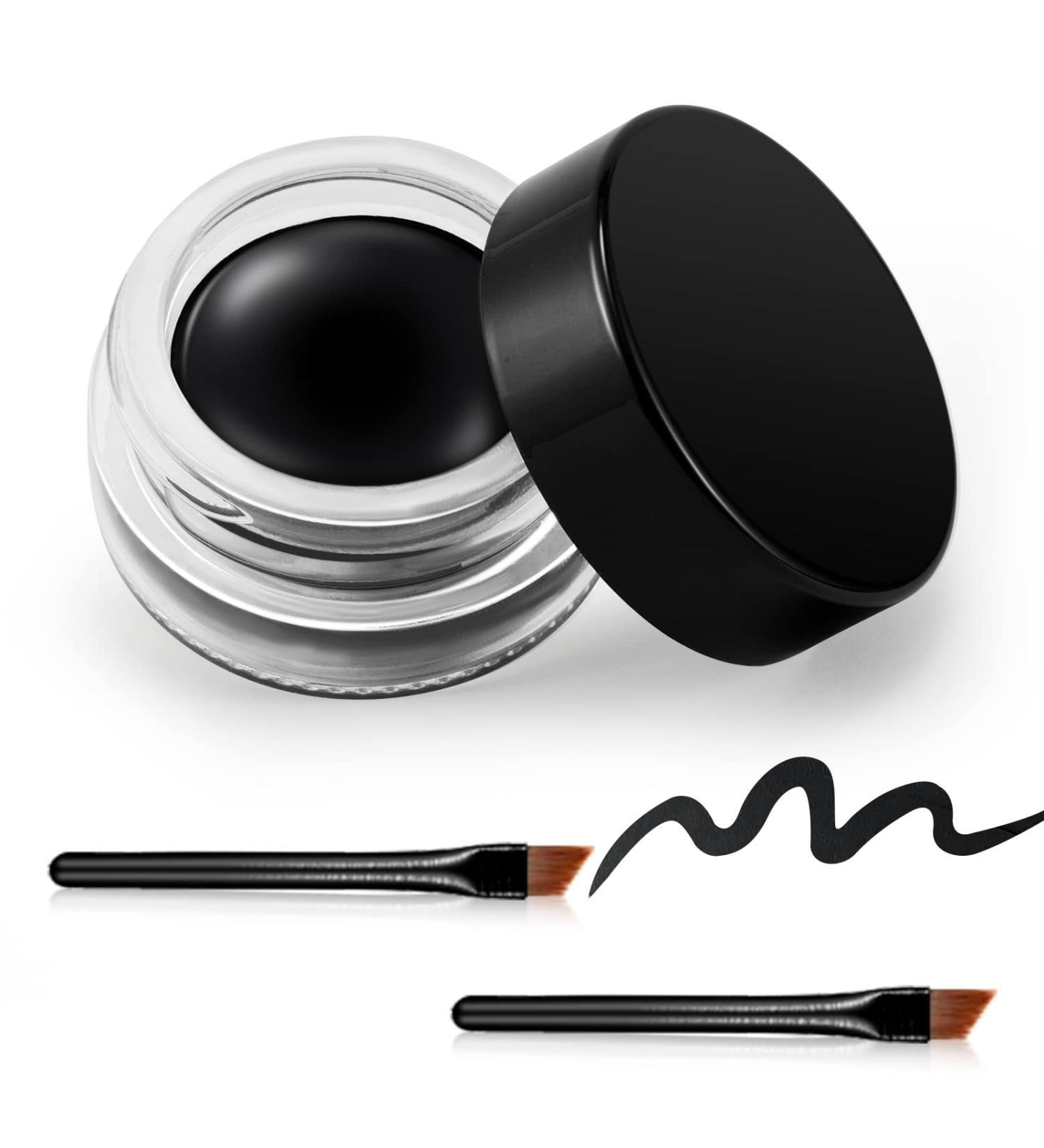 Erinde Black Halloween Gel Eyeliner - Waterproof Long Lasting Cream Eyeliner with High-Intensity Pigments - Smudge-Proof Eye Liner & Eyebrow Makeup - Water-Resistant Formula with 2PCS Brushes - 02# Black - Buy Online on GoSupps.com