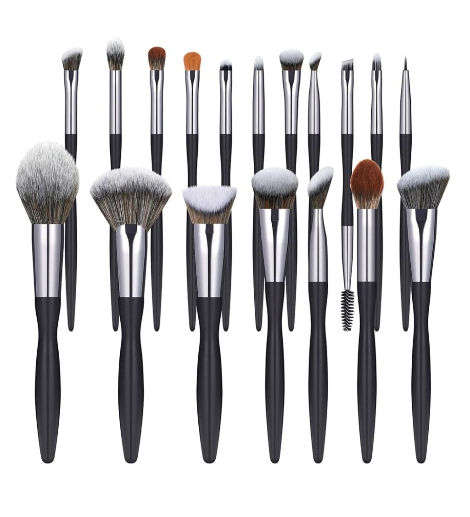 16-Piece Small Waist Black Makeup Brush Set - Perfect 22cm Brushes for Flawless Application | International Shipping - Buy Online on GoSupps.com