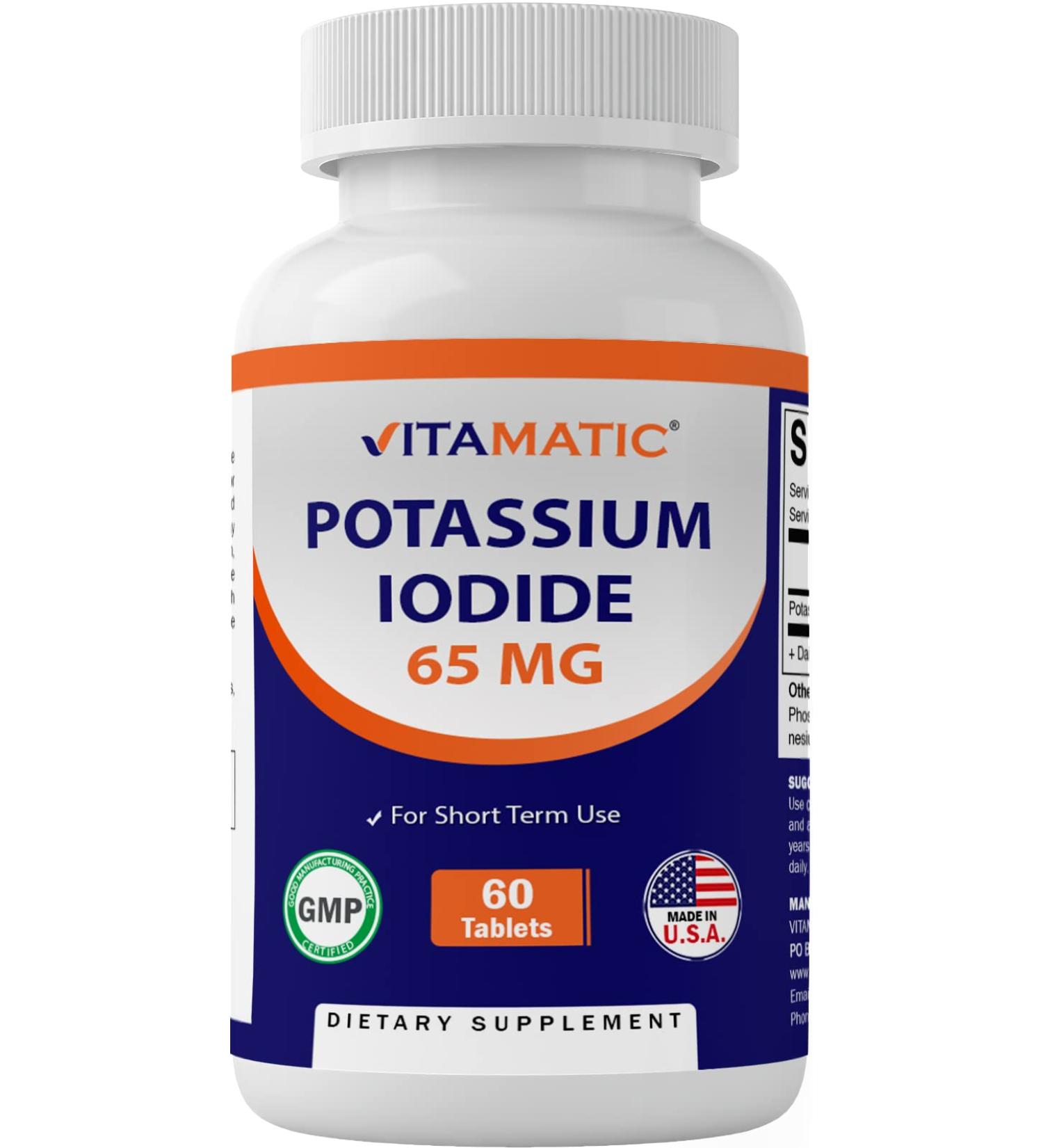 Vitamatic Potassium Iodide 65mg - 60 Tablets for Thyroid Support - KI Pills - Buy Online on GoSupps.com