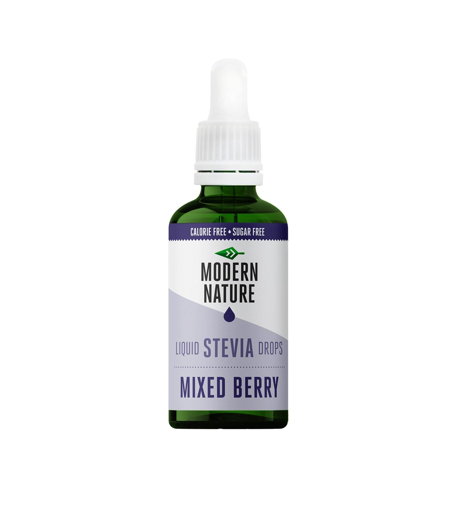 Modern Nature Mixed Berry Flavour Drops - Liquid Stevia Drops Sweetner - Zero Calorie Sugar Free Squash Alternative Water Flavouring Drops Protein Powder Yoghurt Tea Vegan Keto Sweetener 50ml - Buy Online on GoSupps.com
