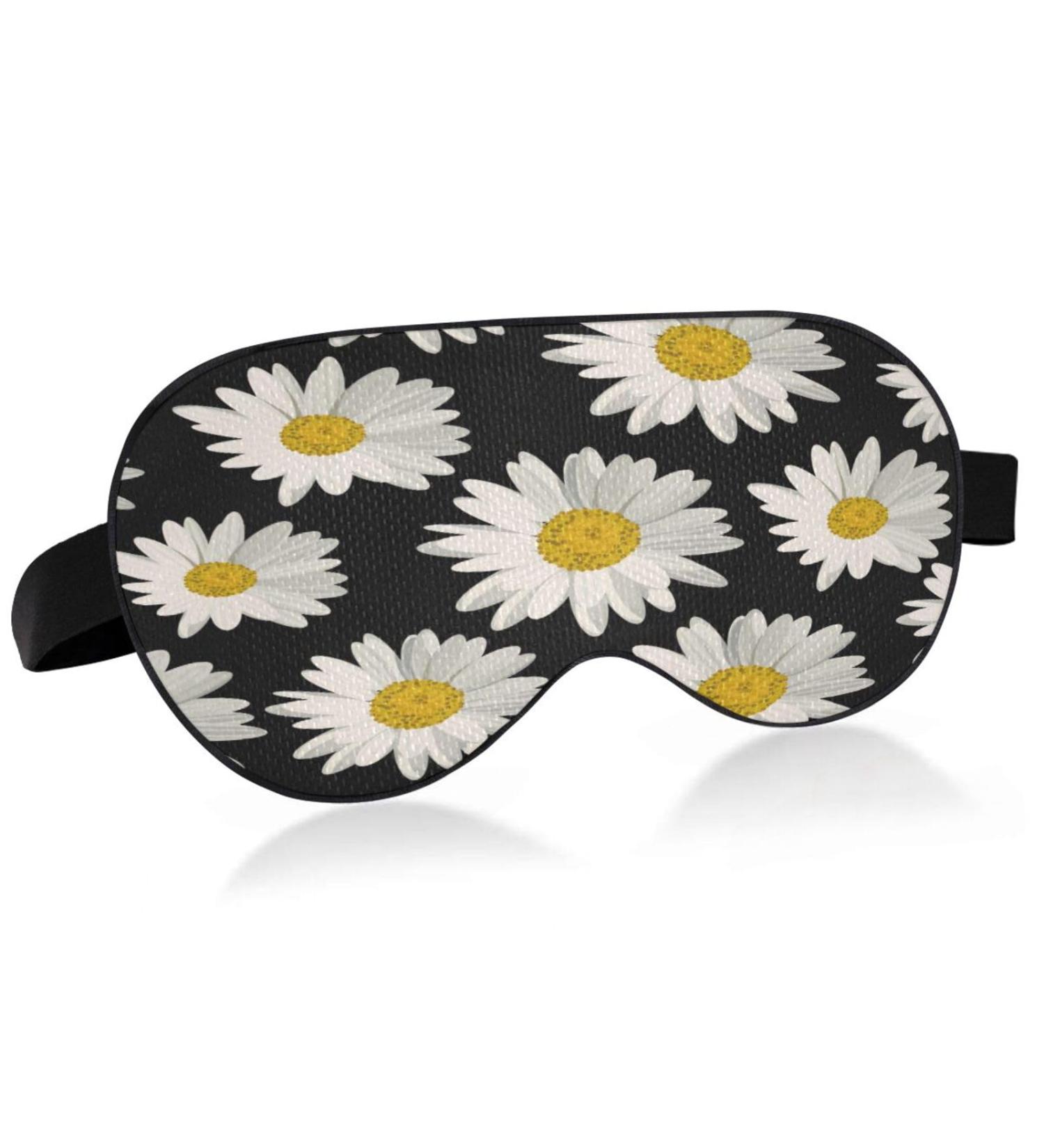 WELLDAY Black Daisy Sleep Mask - Adjustable Eye Shade Cover for Men and Women - Buy Online on GoSupps.com
