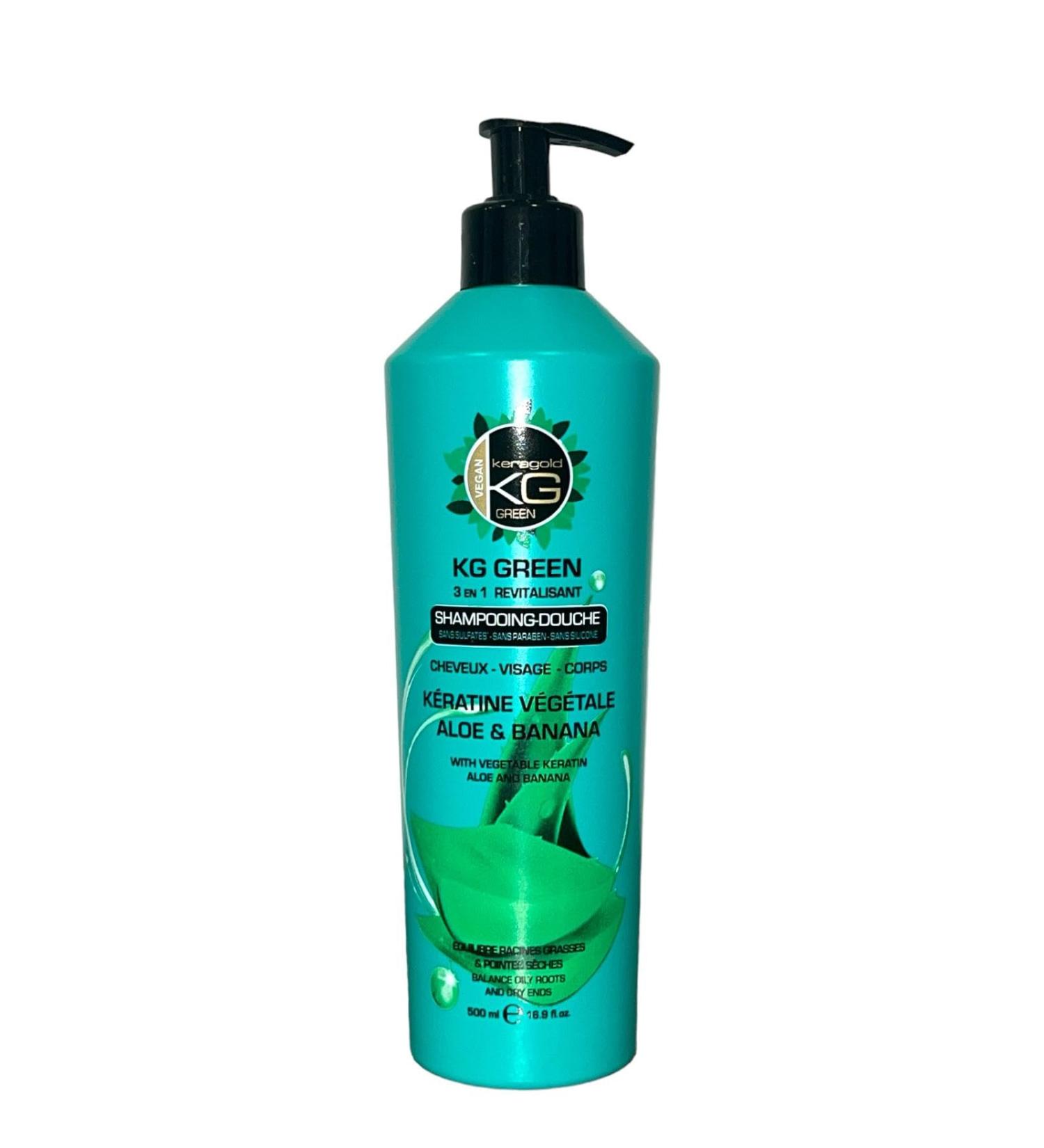 Keragold Green shampoo 3 in 1 vegetable keratin aloe and banana (KG green aloe and banana shampoo)