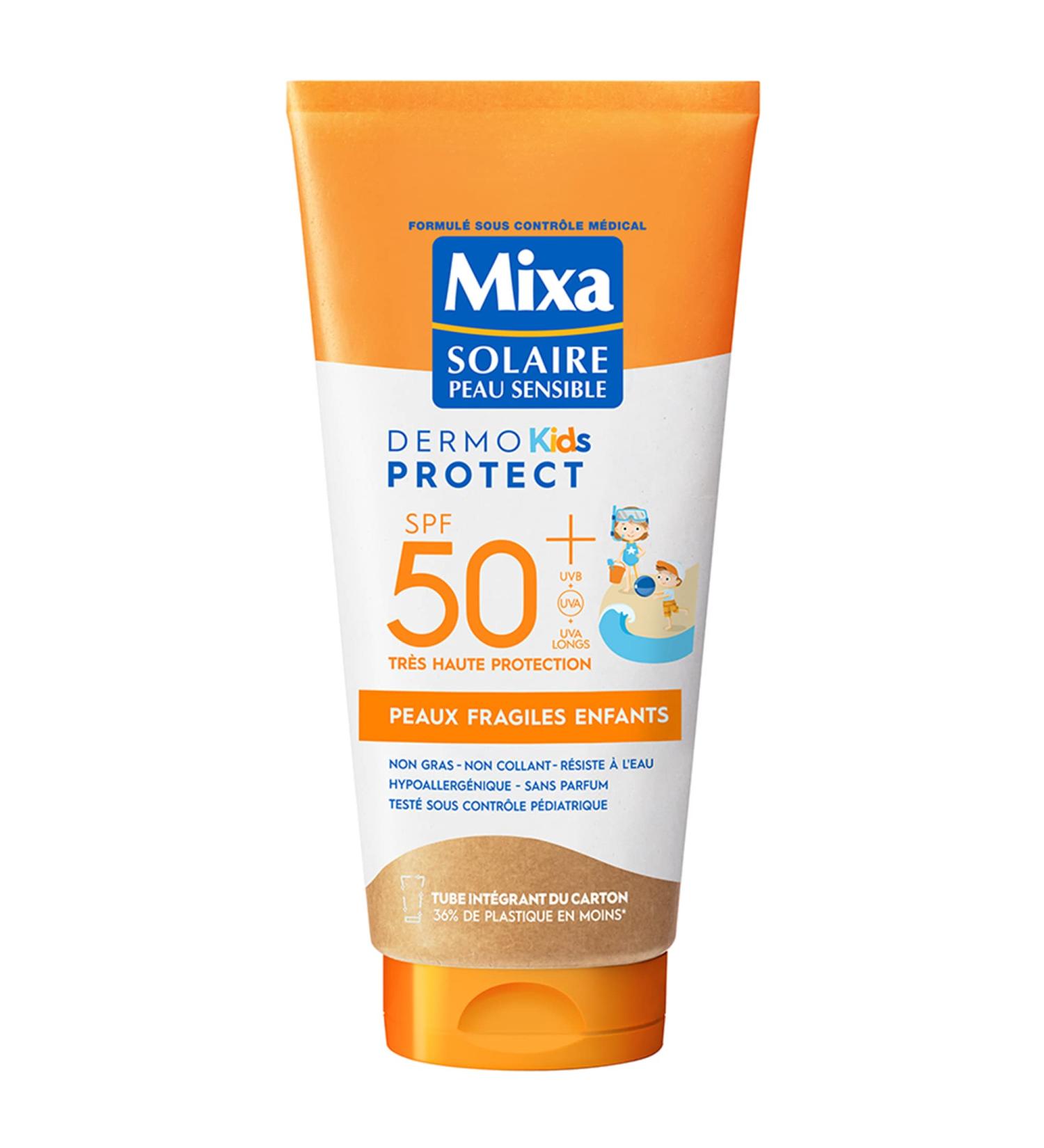Mixa Solaire Sunscreen for sensitive skin very high protection SPF 50+ UVA longlasting waterproof sandfree hypoallergic
