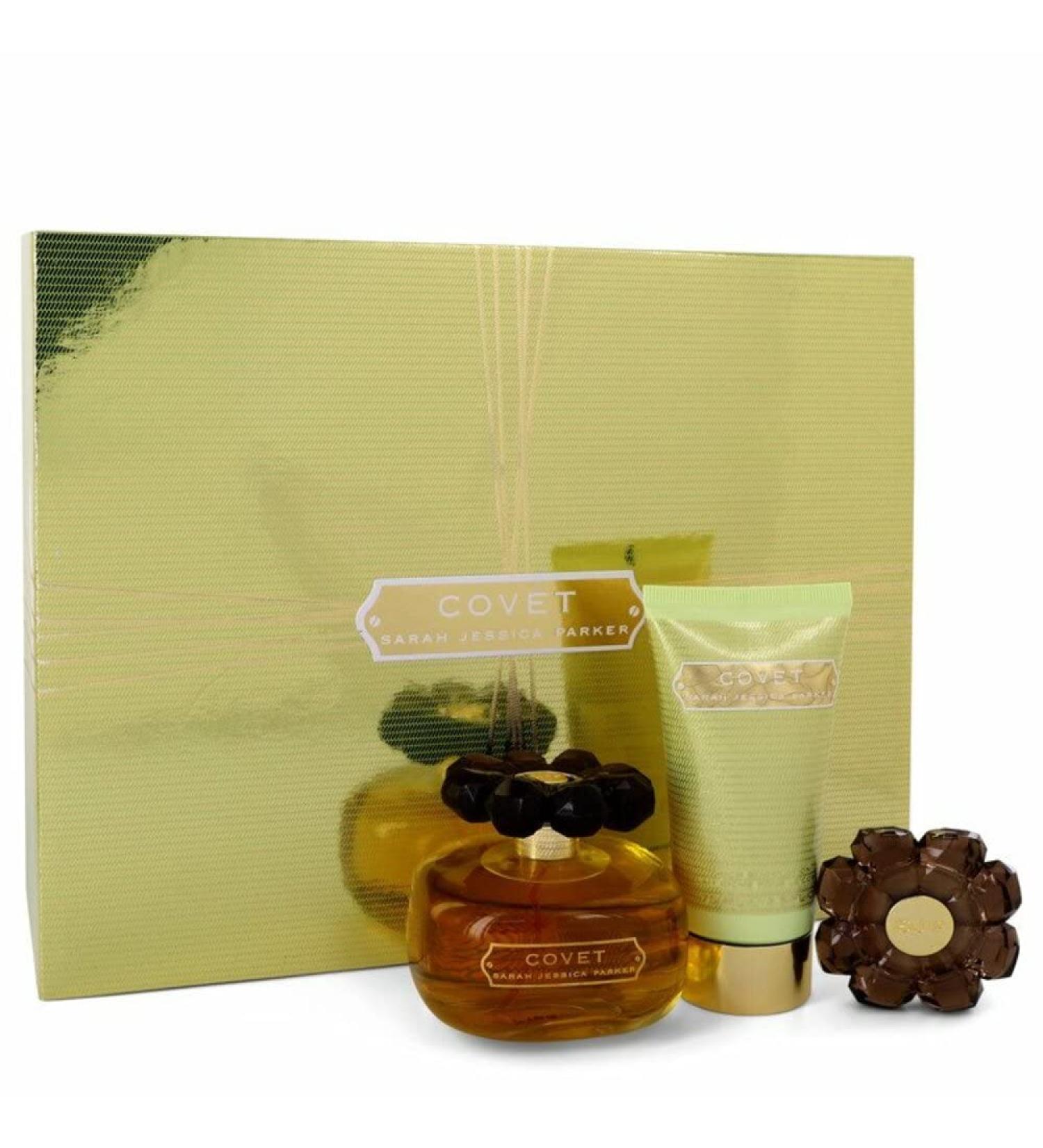 Sarah Jessica Parker Covet for Women 3 Piece Set Includes: 3.4 oz Eau de Parfum Spray + 2.5 oz Rich Body Lotion + 0.08 Solid Parfum