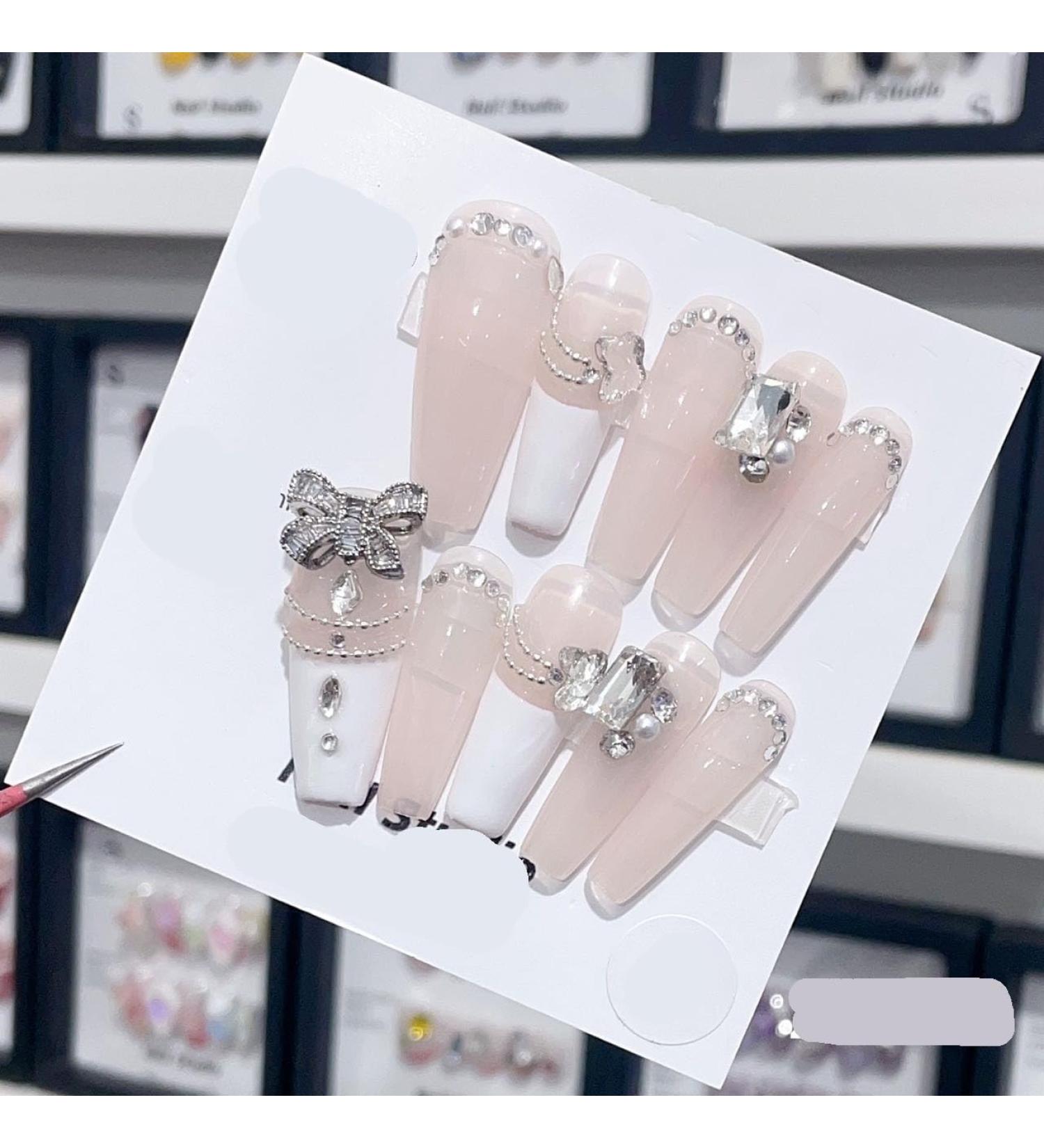 Removable and wearable nail art French Almond Ombre Handmade Press On Nails Long Acrylic False Nail Tips InNail (Color : 29124 Size : M) - Buy Online on GoSupps.com