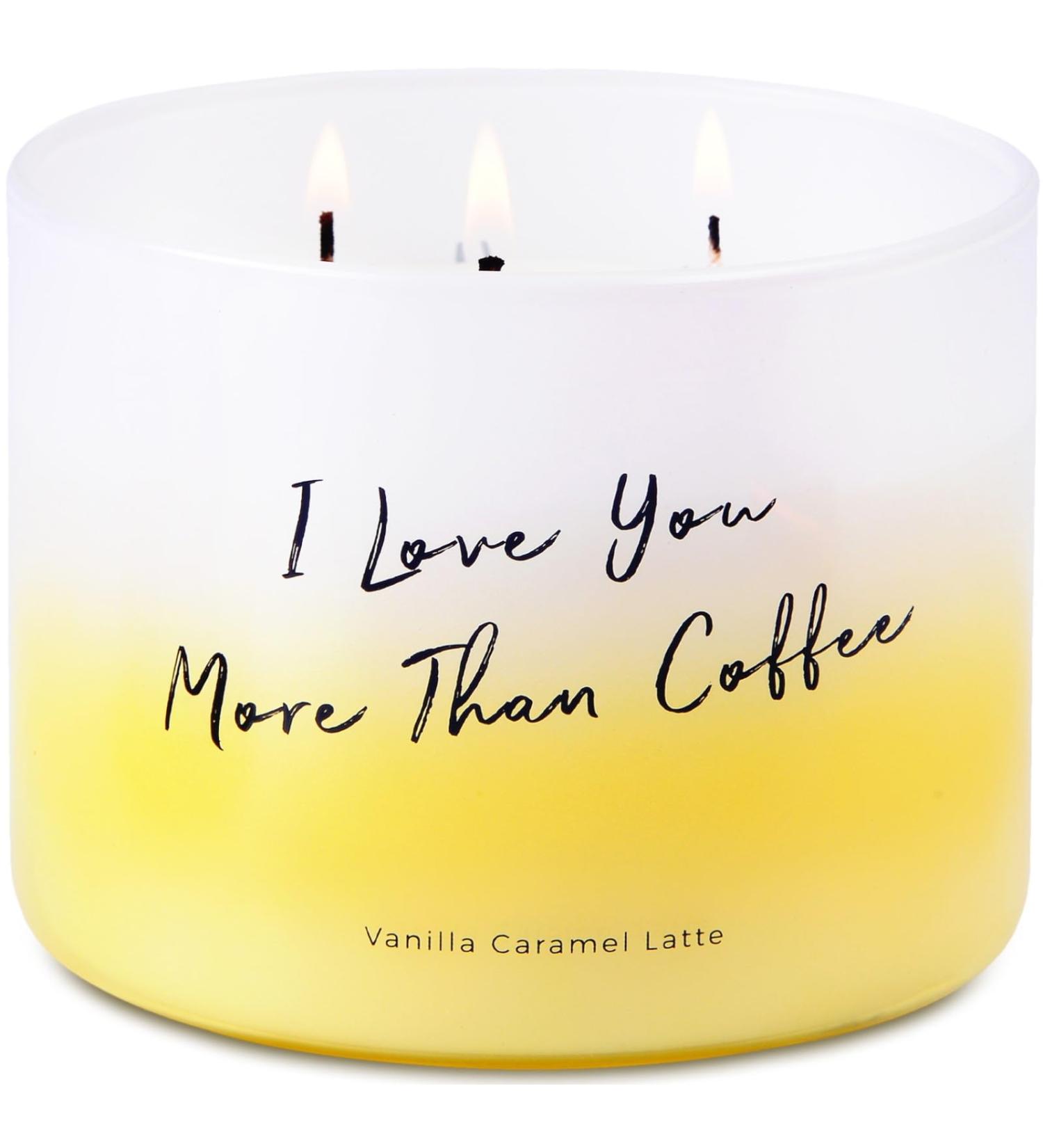 Vanilla Caramel Latte Soy Candle | I Love You More Than Coffee | Highly Scented 15.8 oz Relaxing Caf Gift | Natural Clean Burn Candle for Men & Women - Buy Online on GoSupps.com